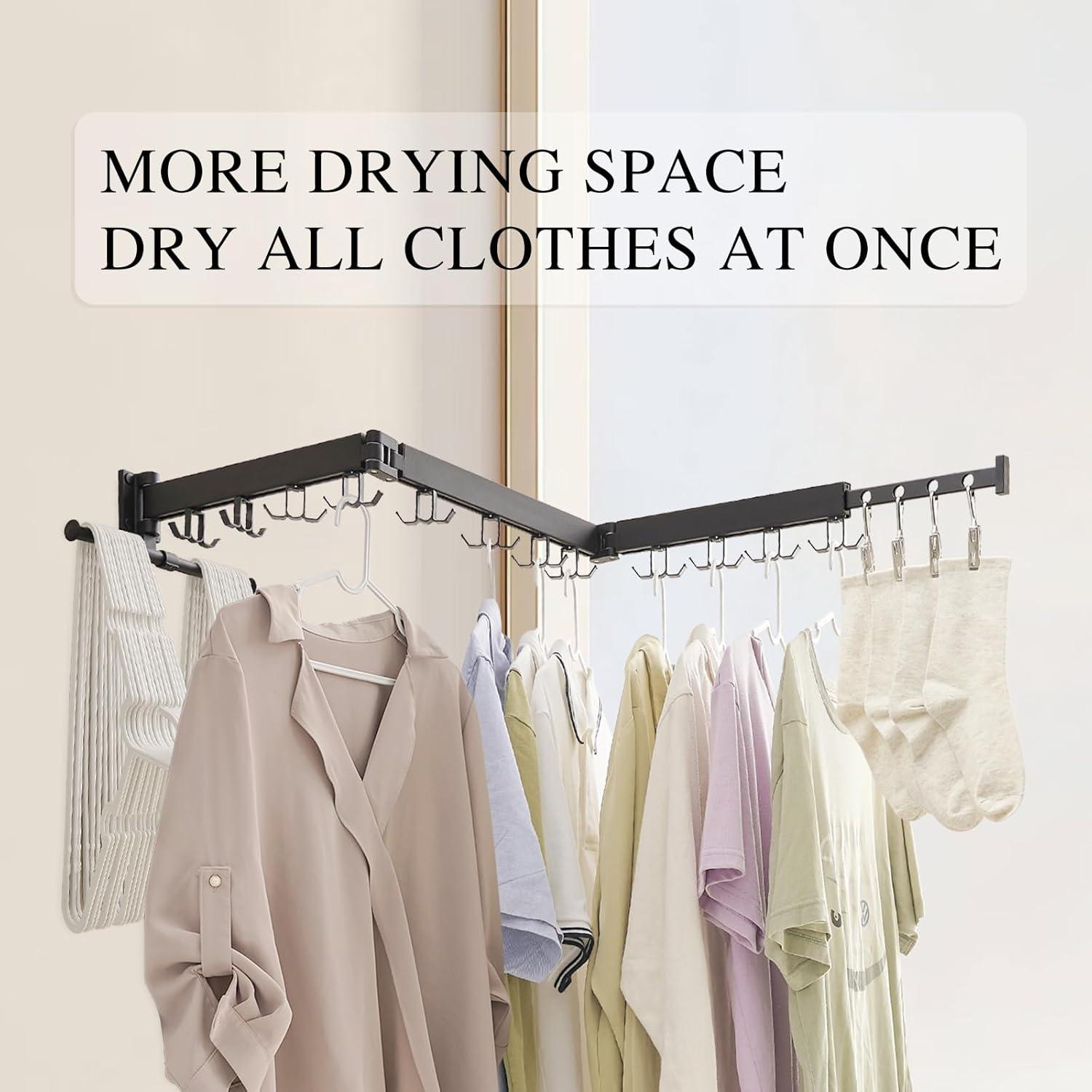 Estante Plegable de Secado RFOUO Montado en Pared Negro