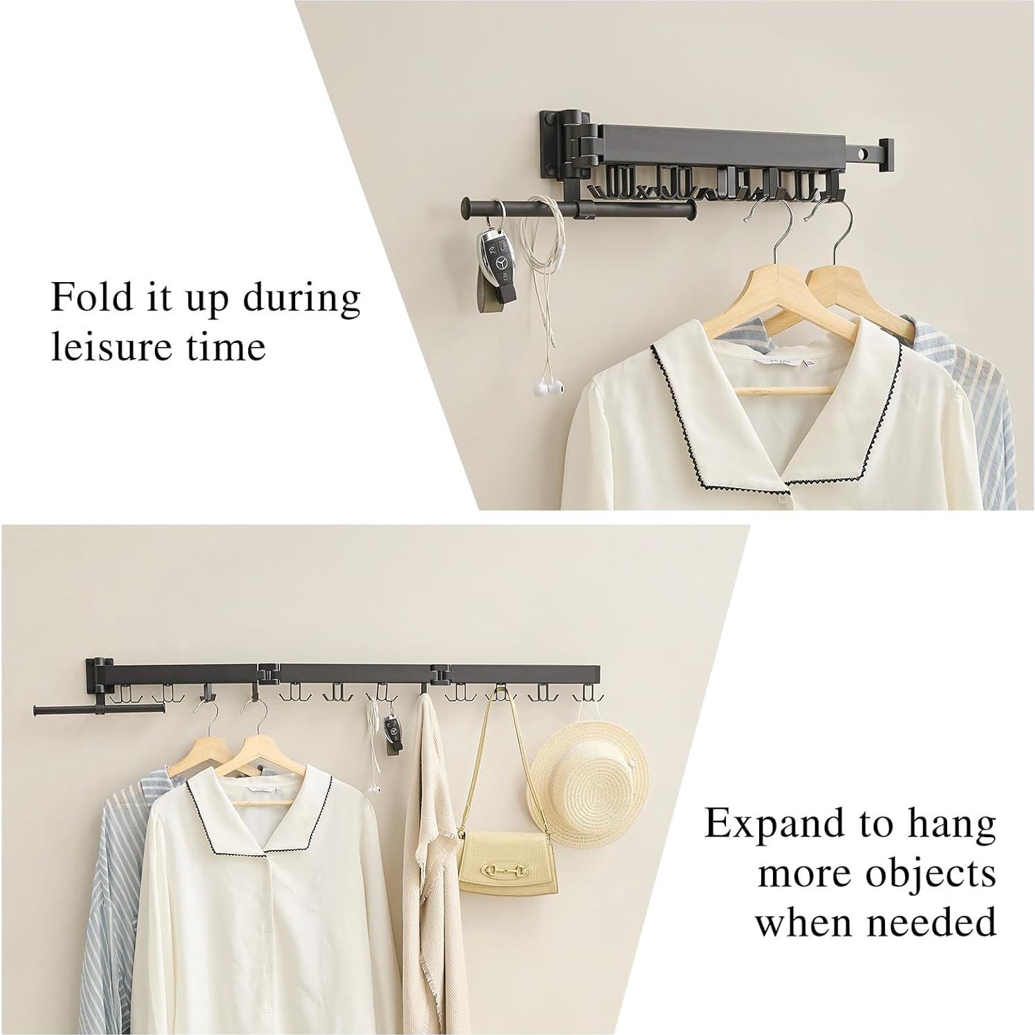 Estante Plegable de Secado RFOUO Montado en Pared Negro