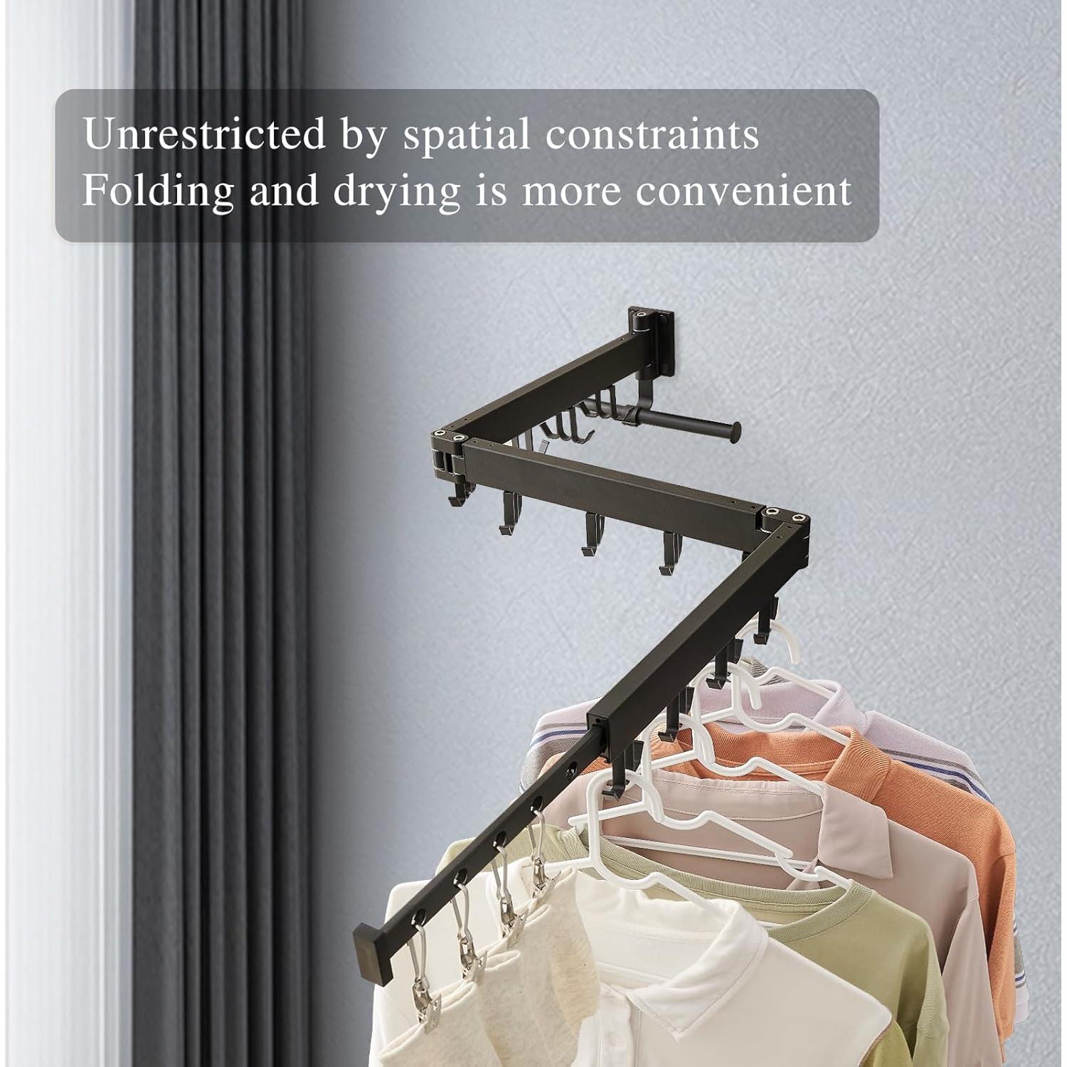 Estante Plegable de Secado RFOUO Montado en Pared Negro