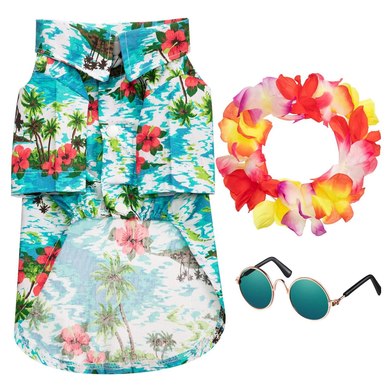 Disfraz Hawaiano para Perros Geyoga 3 Piezas Verano