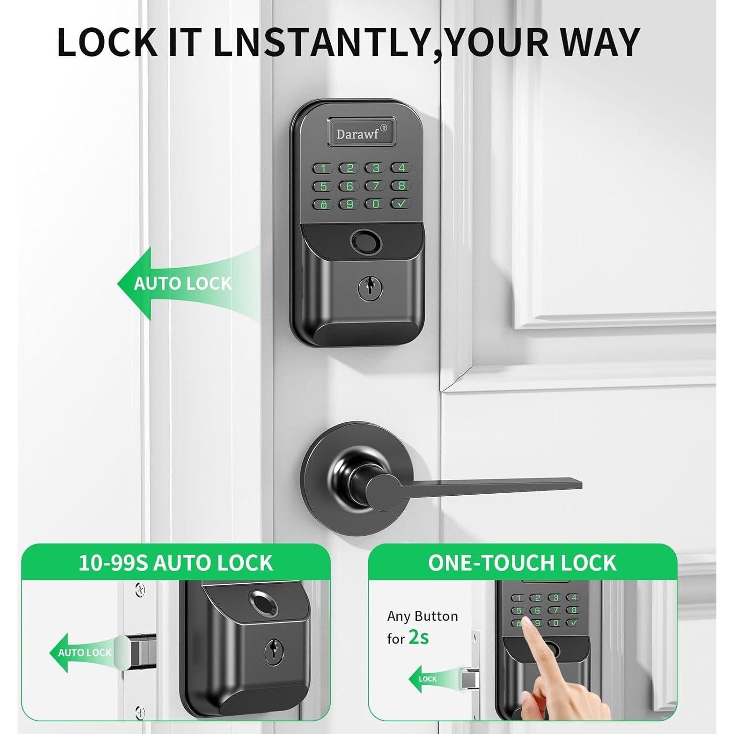 Cerradura Biométrica Darawf K9 con Huella Dactilar y Teclado