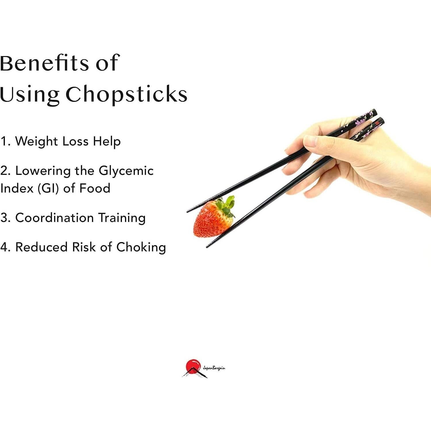 Set de 5 Pares de Palillos de Bambú JapanBargain 23 cm