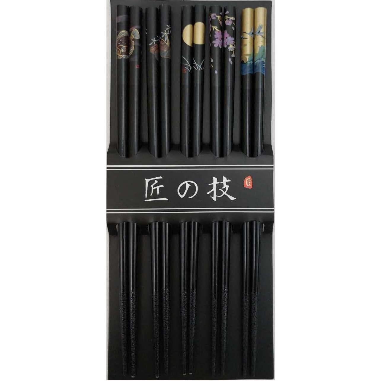 Set de 5 Pares de Palillos de Bambú JapanBargain 23 cm