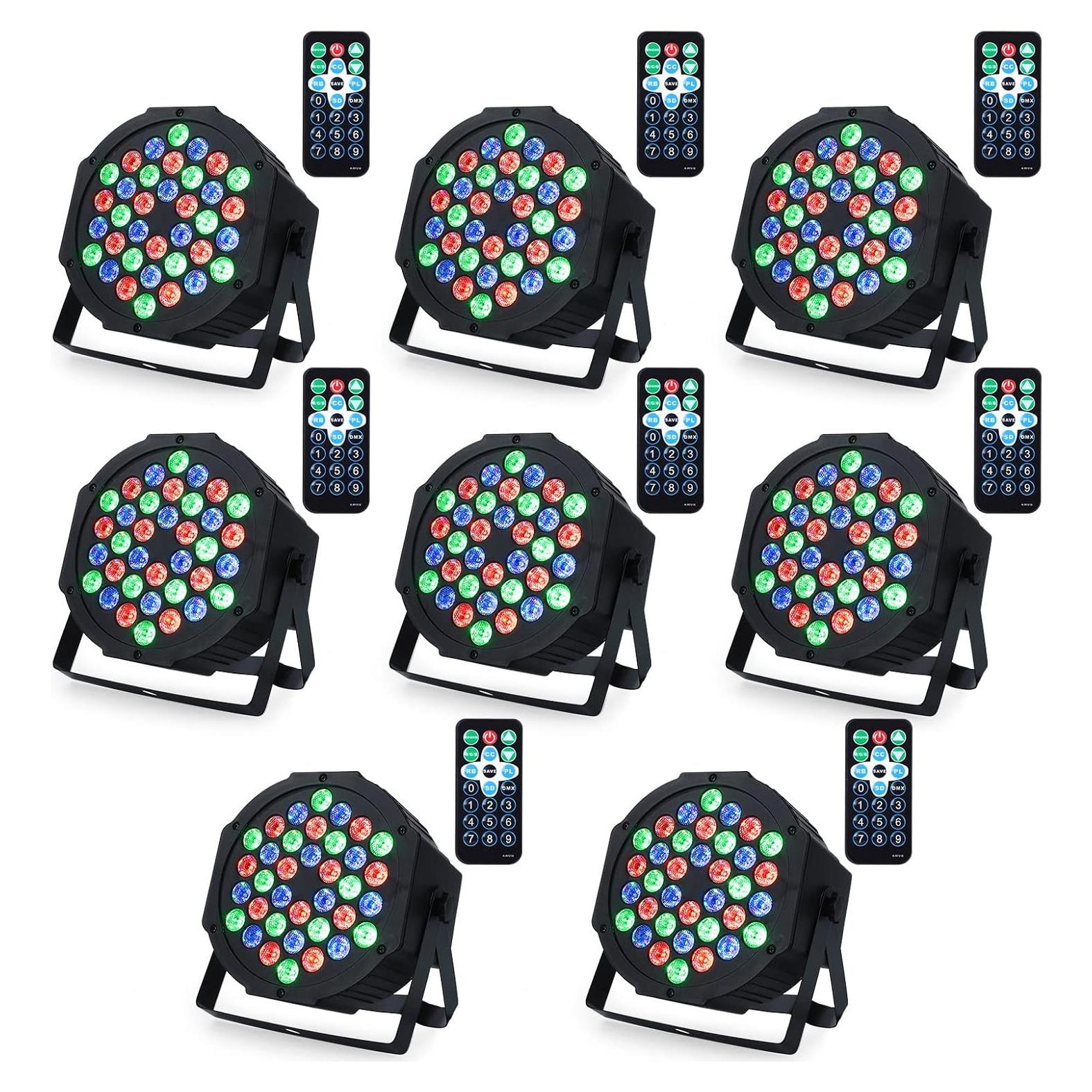 Luces Par LED LUNSY 8 Piezas 36 LED Control Remoto DMX