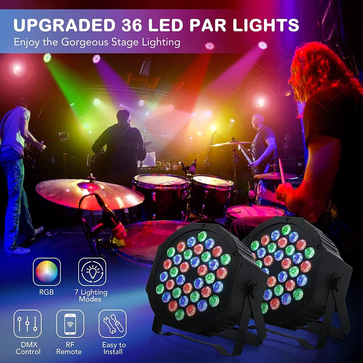 Luces Par LED LUNSY 8 Piezas 36 LED Control Remoto DMX