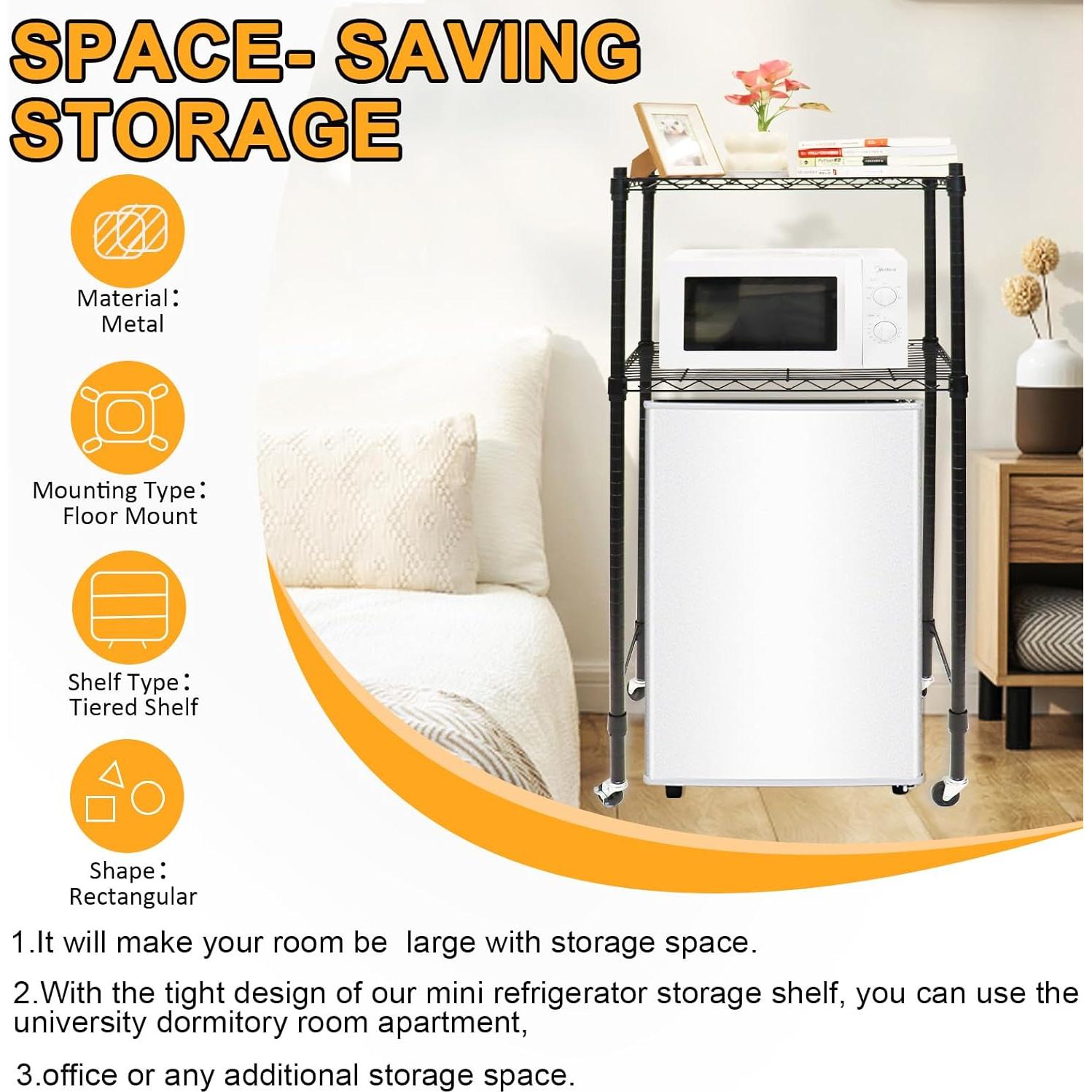 Estante Organizador Podoy para Mini Nevera y Microondas Negro