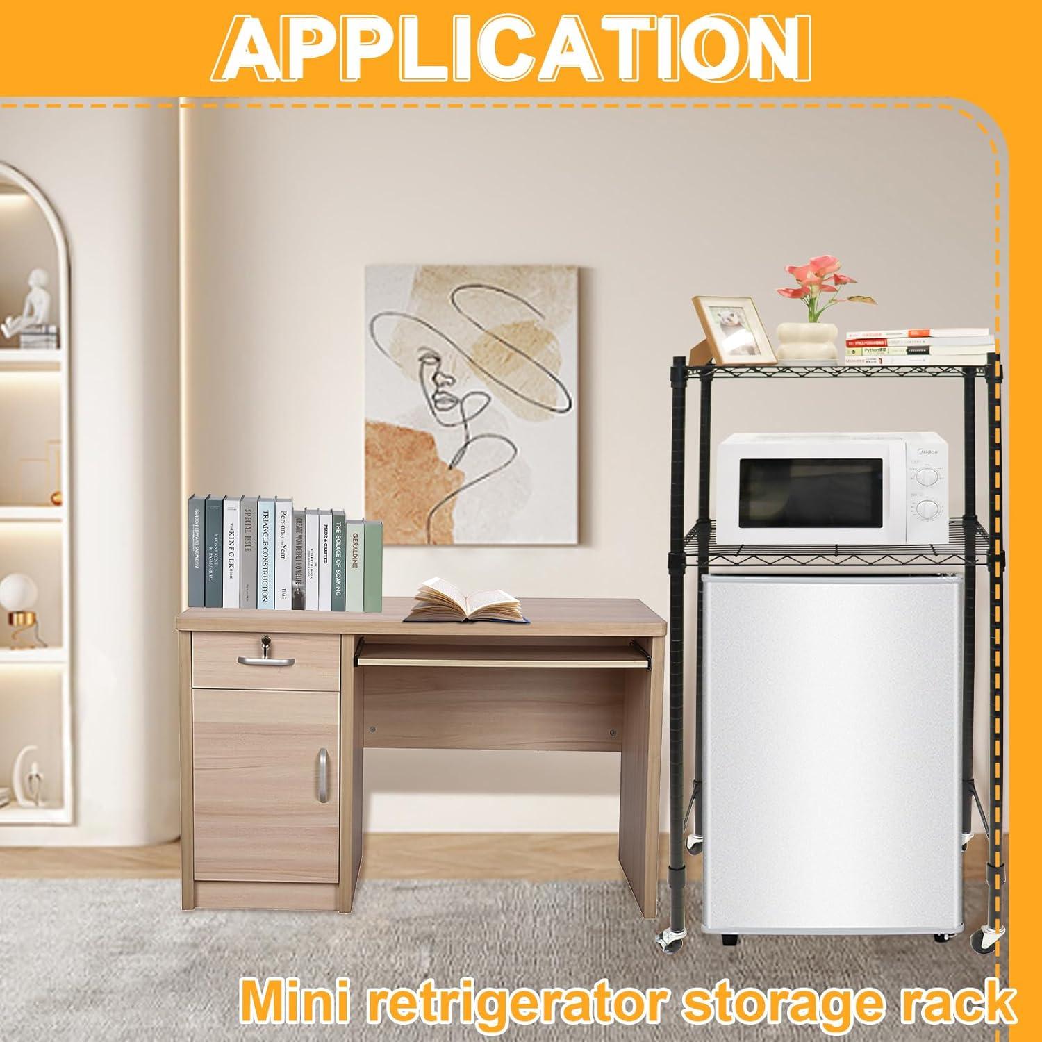 Estante Organizador Podoy para Mini Nevera y Microondas Negro