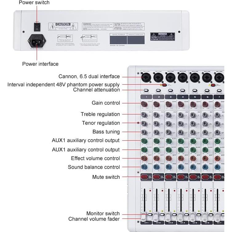 Consola DJ Profesional GF8 - 8 Canales, Bluetooth, Efectos