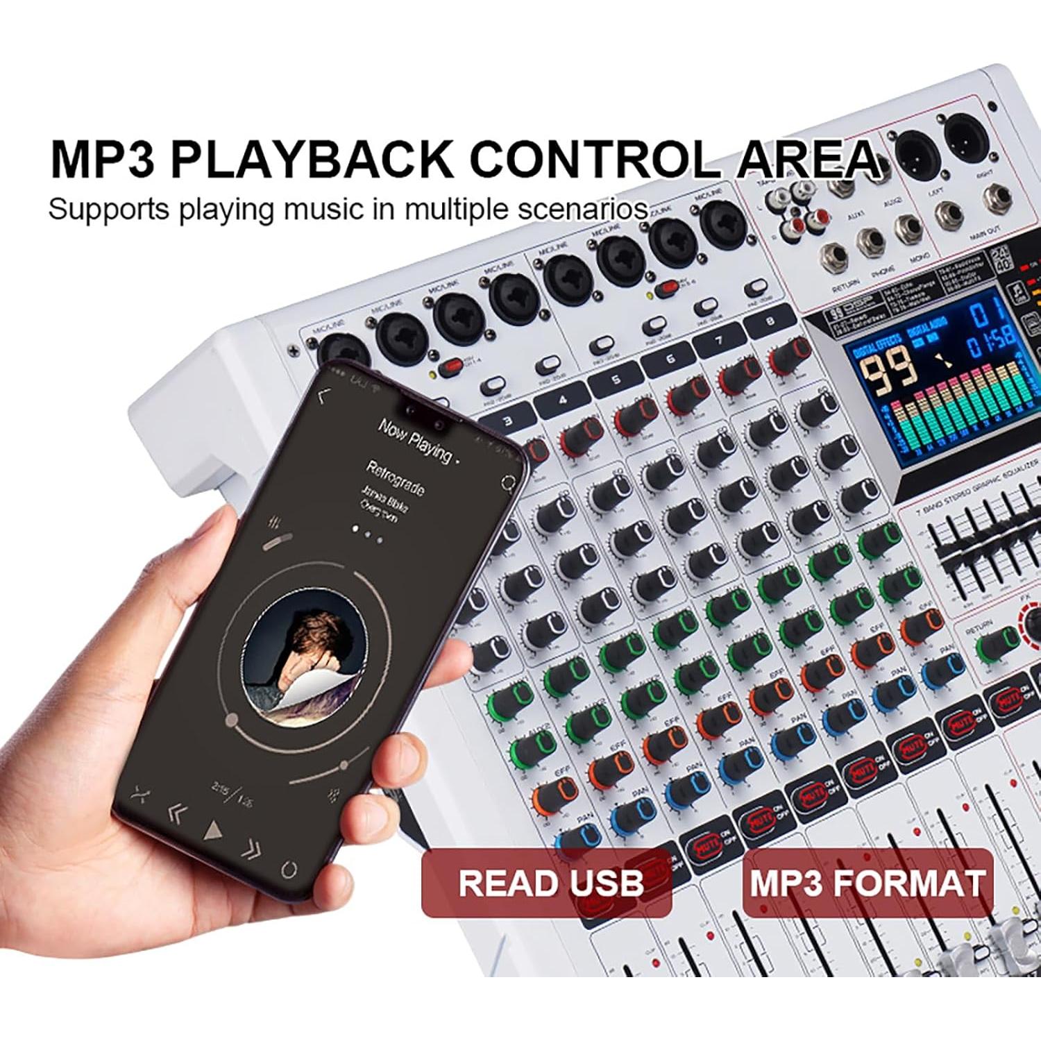 Consola DJ Profesional GF8 - 8 Canales, Bluetooth, Efectos