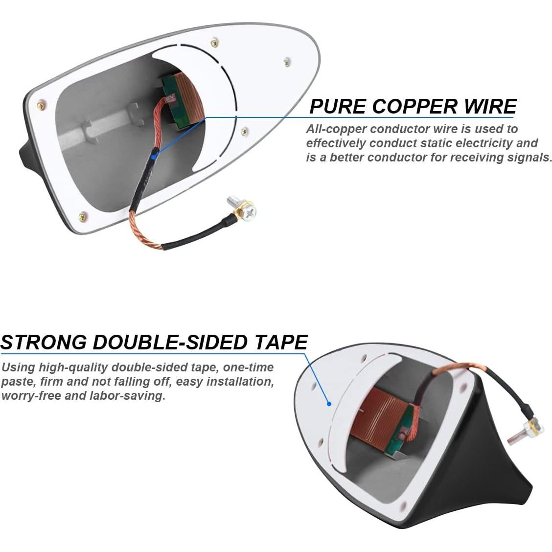 Cubierta de Antena en Forma de Aleta de Tiburón Moly Magnolia - Negro