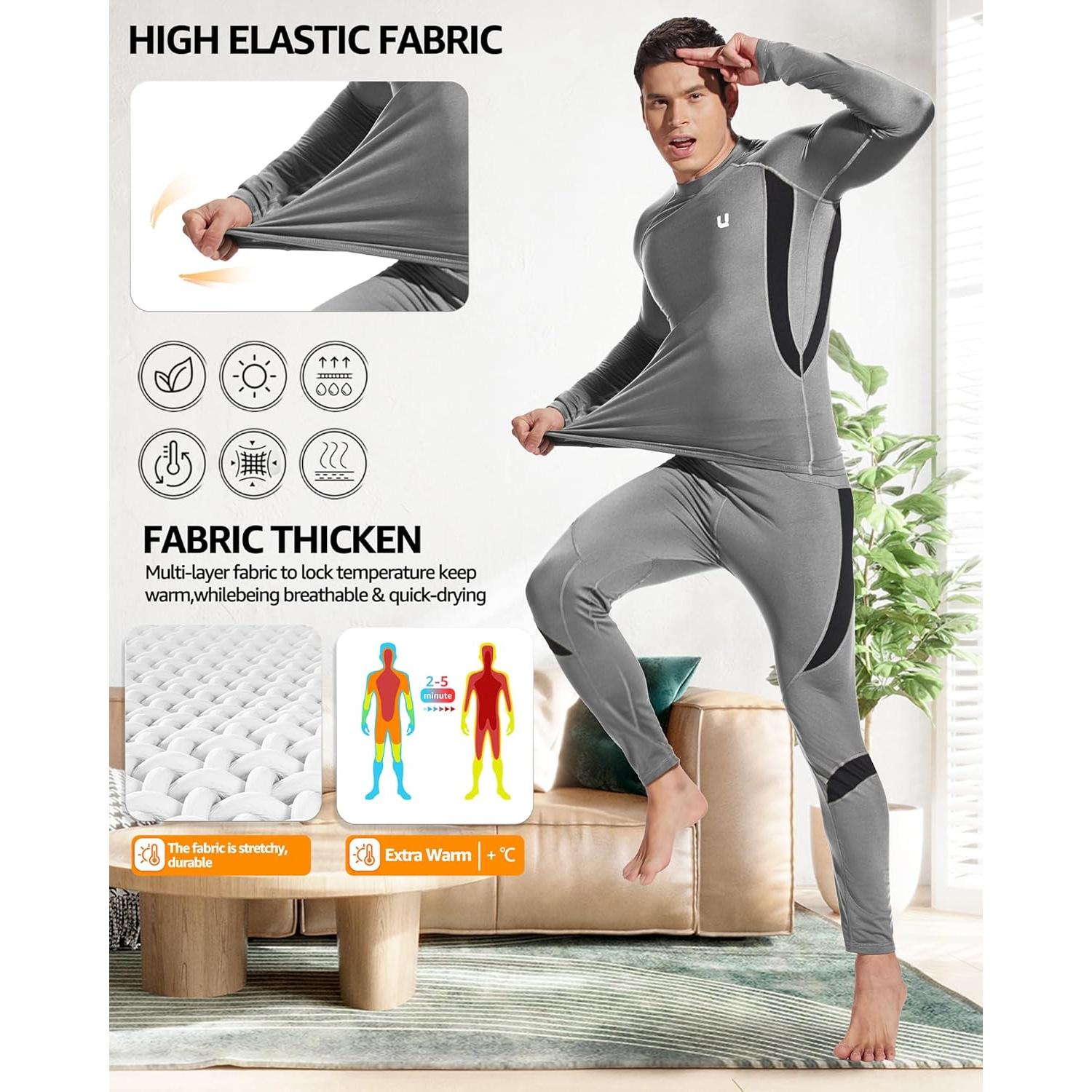 Ropa Interior Térmica UNIQUEBELLA para Hombre Gris Talla Grande