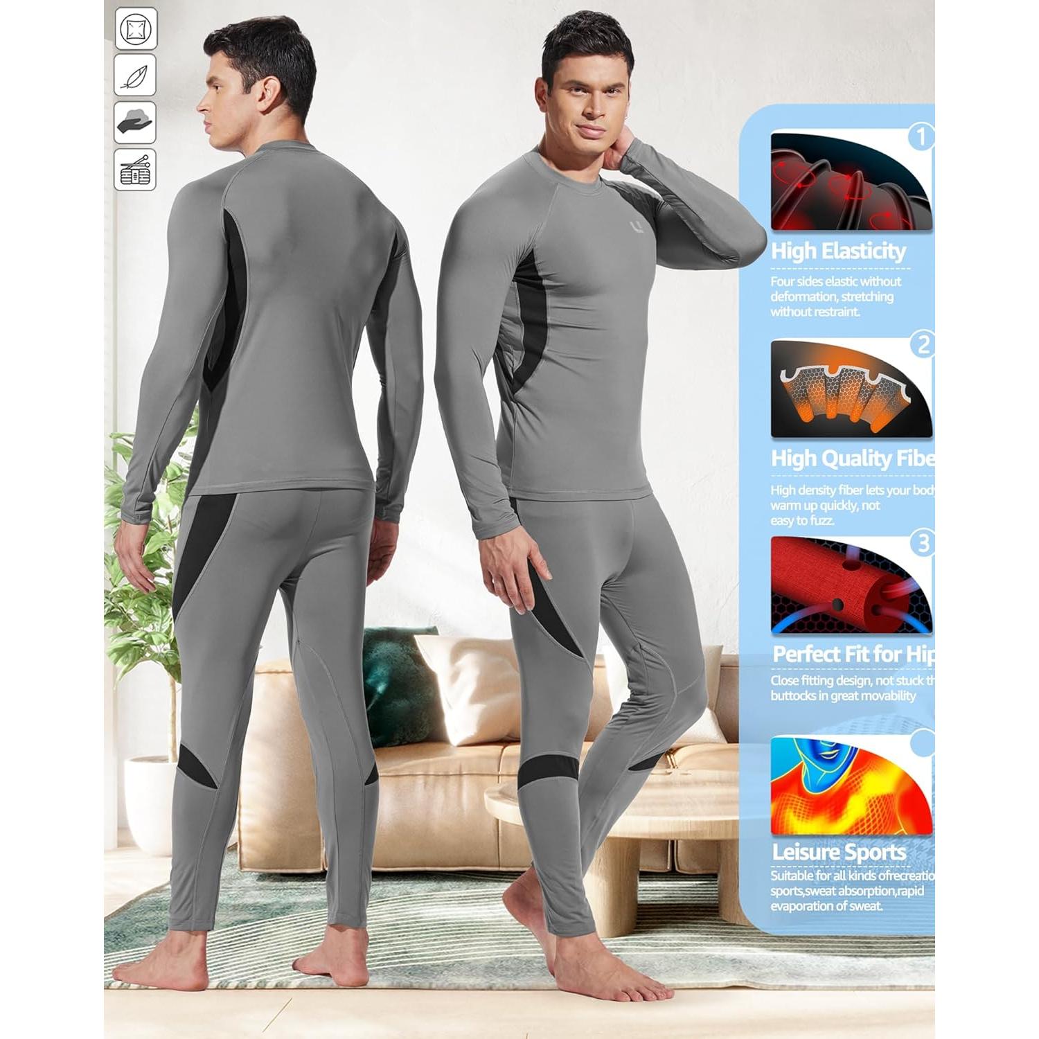 Ropa Interior Térmica UNIQUEBELLA para Hombre Gris Talla Grande