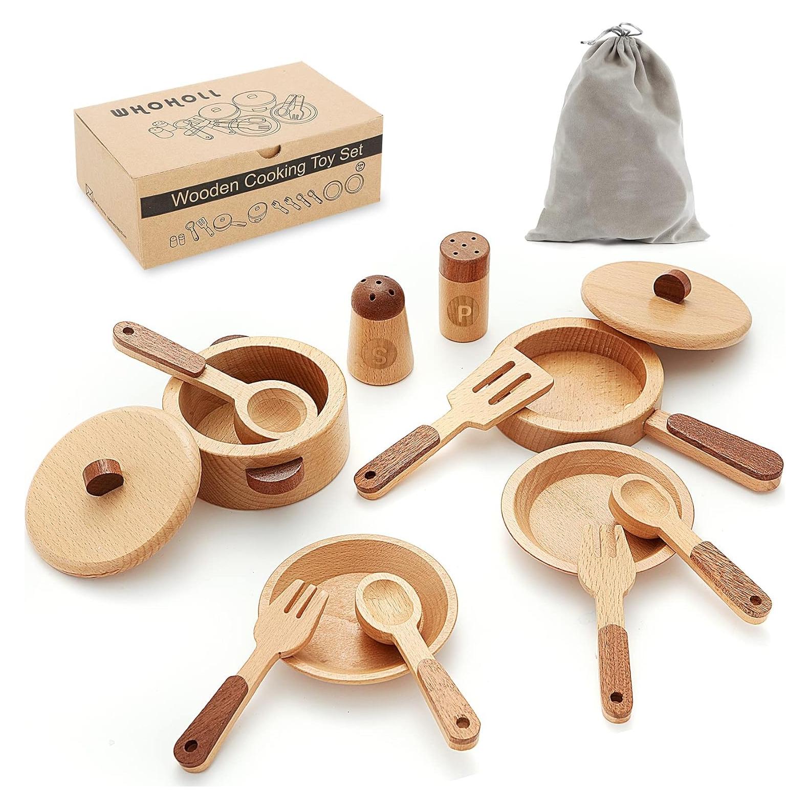 Juego de Cocina de Madera WHOHOLL 14 Piezas Montessori