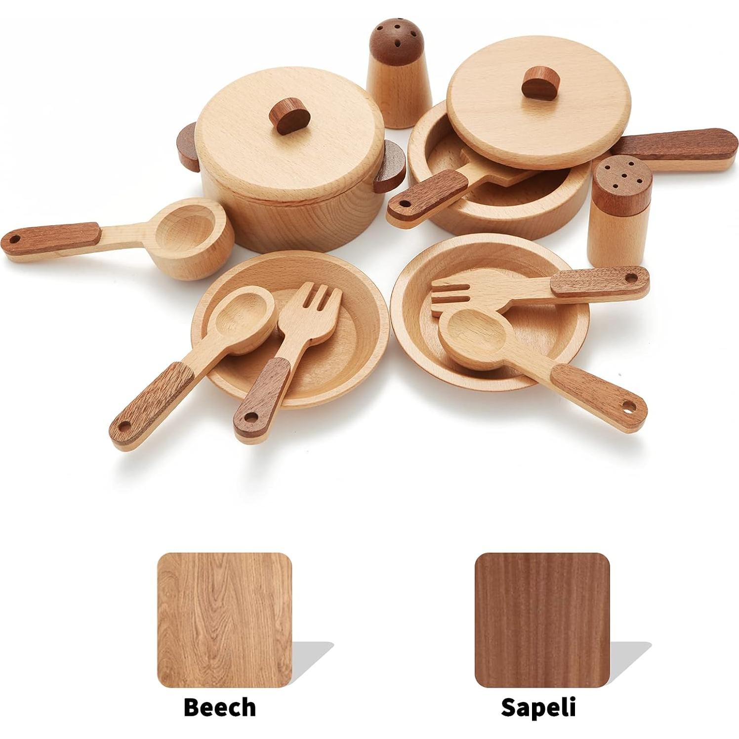 Juego de Cocina de Madera WHOHOLL 14 Piezas Montessori