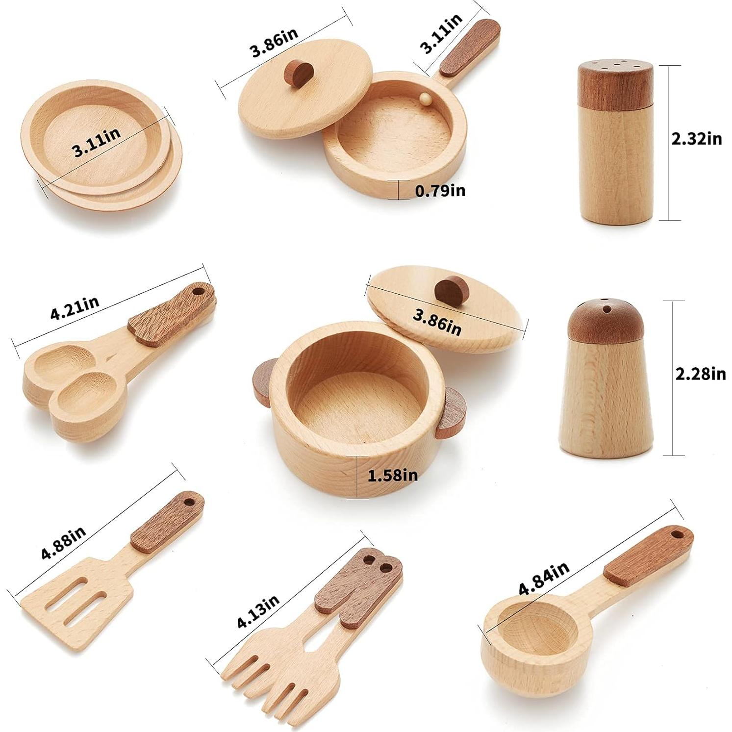 Juego de Cocina de Madera WHOHOLL 14 Piezas Montessori