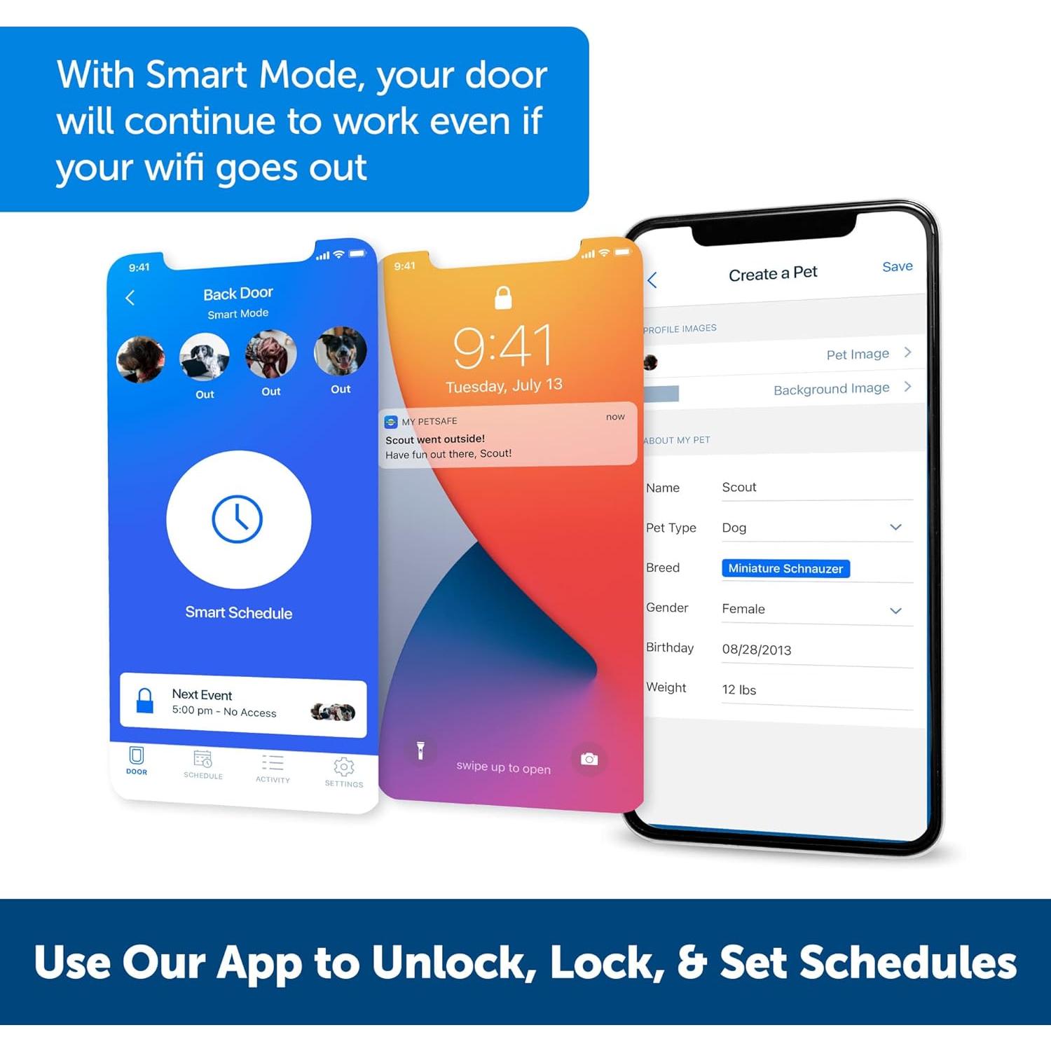 Puerta para Mascotas SmartDoor Mediana Con App y Control Remoto