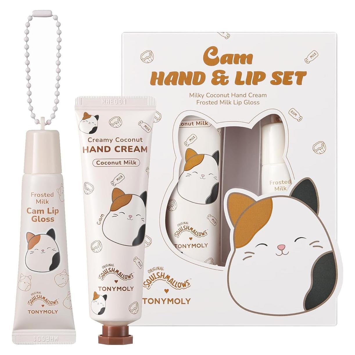 Set de Manos y Labios TONYMOLY Cam el Gato - Crema de Coco y Brillo de Leche Helada