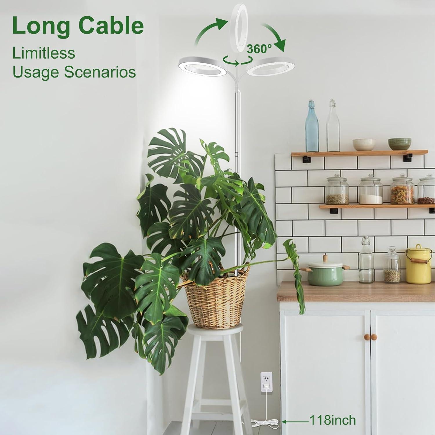 Luz de Crecimiento Wolezek 80 LEDs Espectro Completo 165 cm