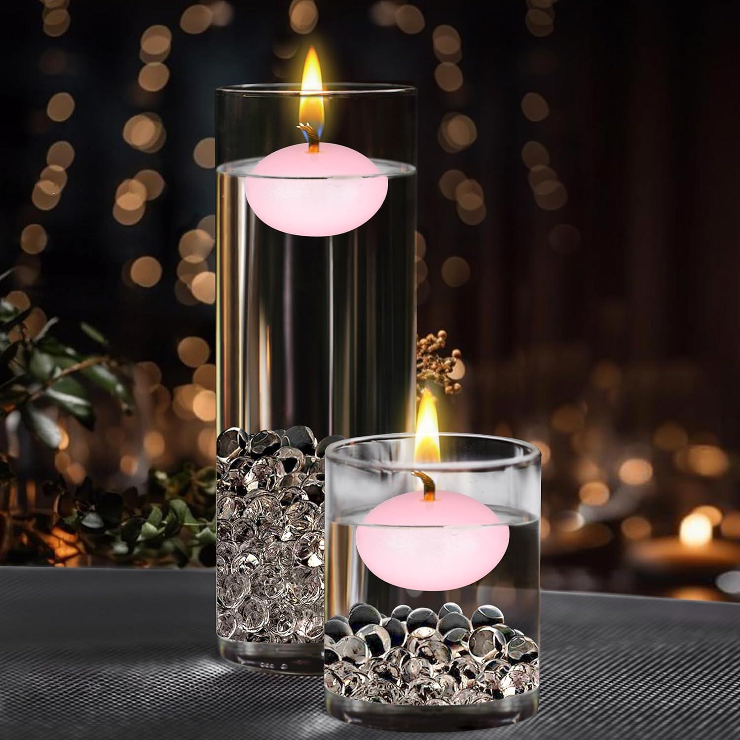 Mega Velas Flotantes Rosa 24 Pcs 3.81 cm Decoración