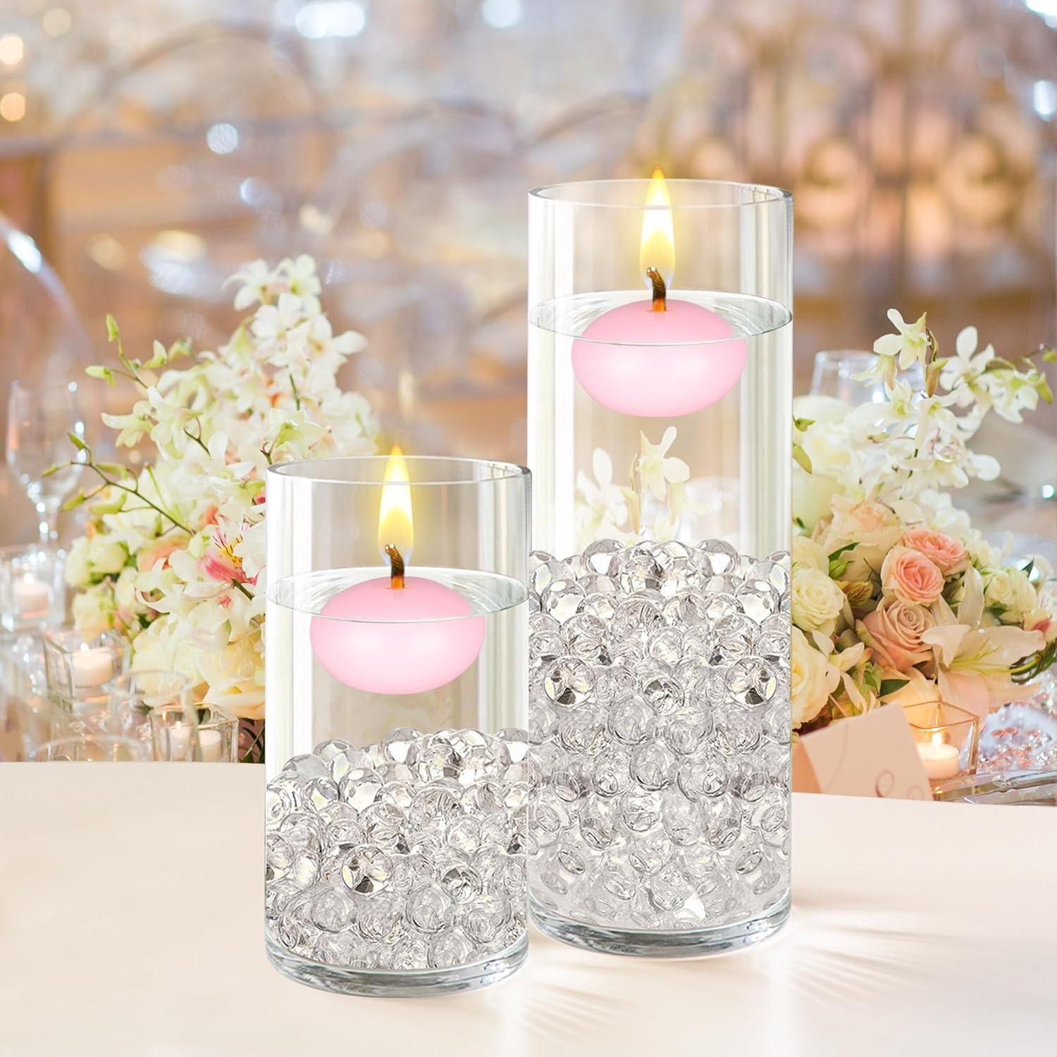 Mega Velas Flotantes Rosa 24 Pcs 3.81 cm Decoración
