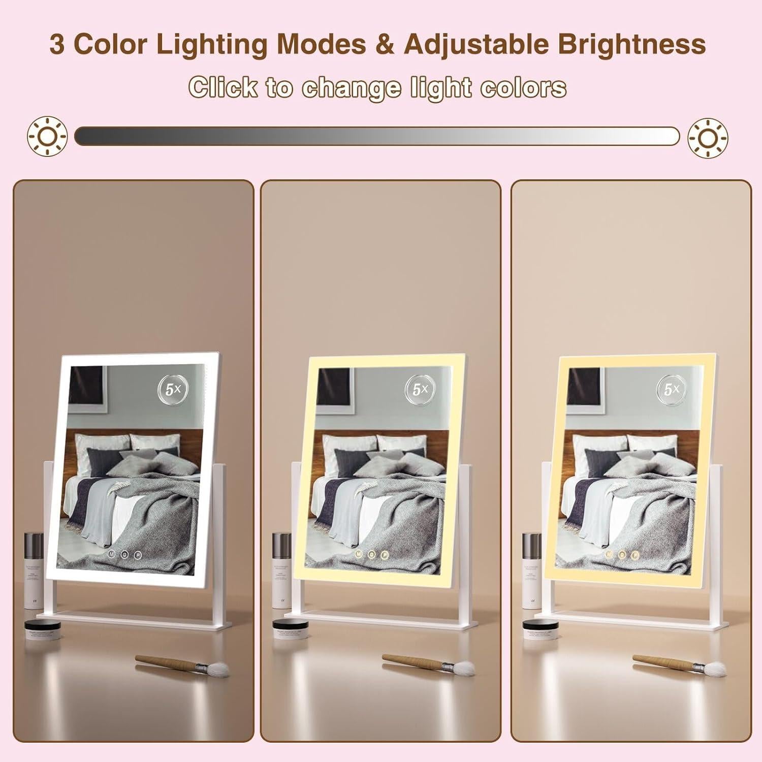 Espejo de Maquillaje Iluminado Vikert 38.6x33 cm 5X Magnificación