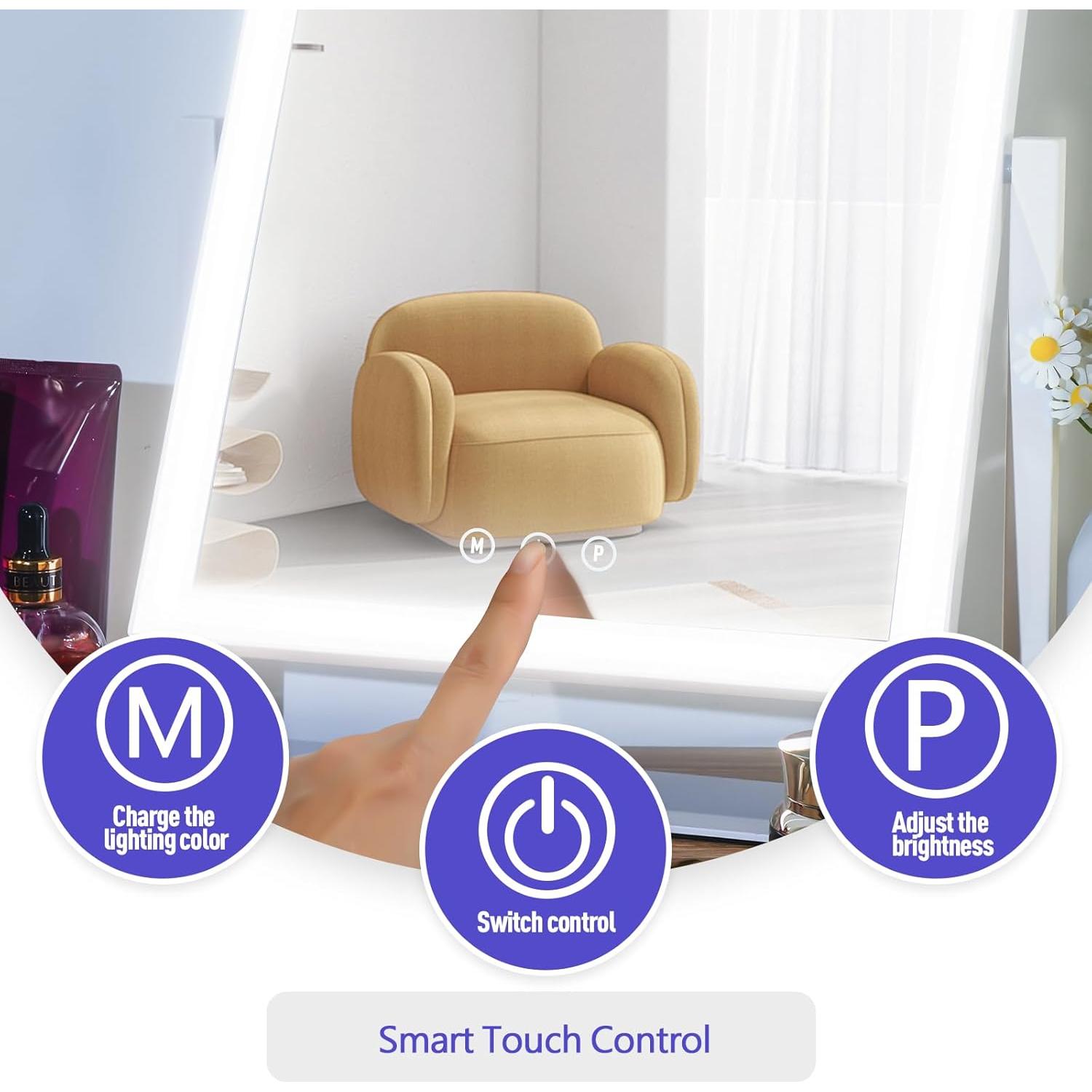 Espejo de Maquillaje Iluminado Vikert 38.6x33 cm 5X Magnificación