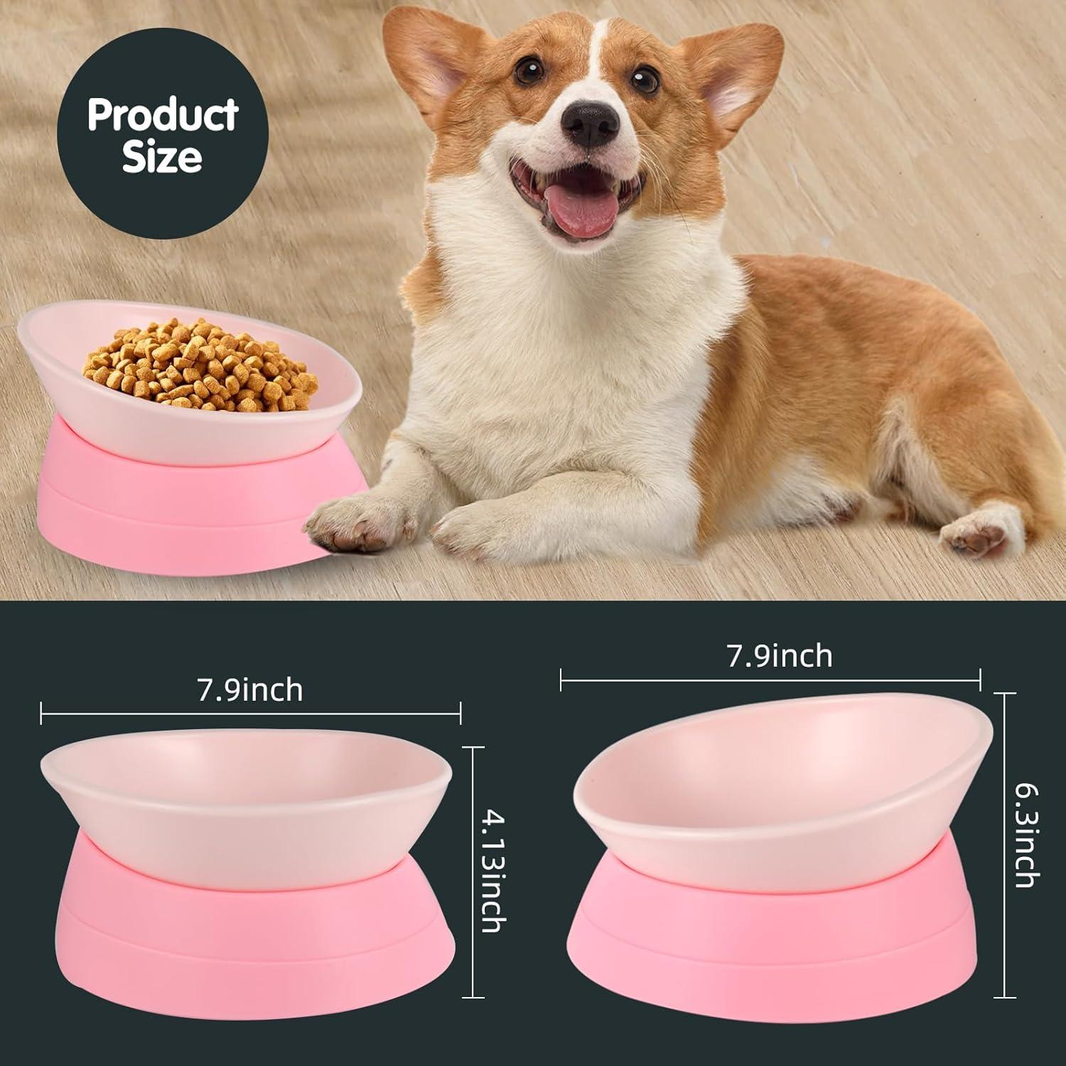 Tazón Antideslizante JWPC Rosa 3.5 Tazas para Perros y Gatos