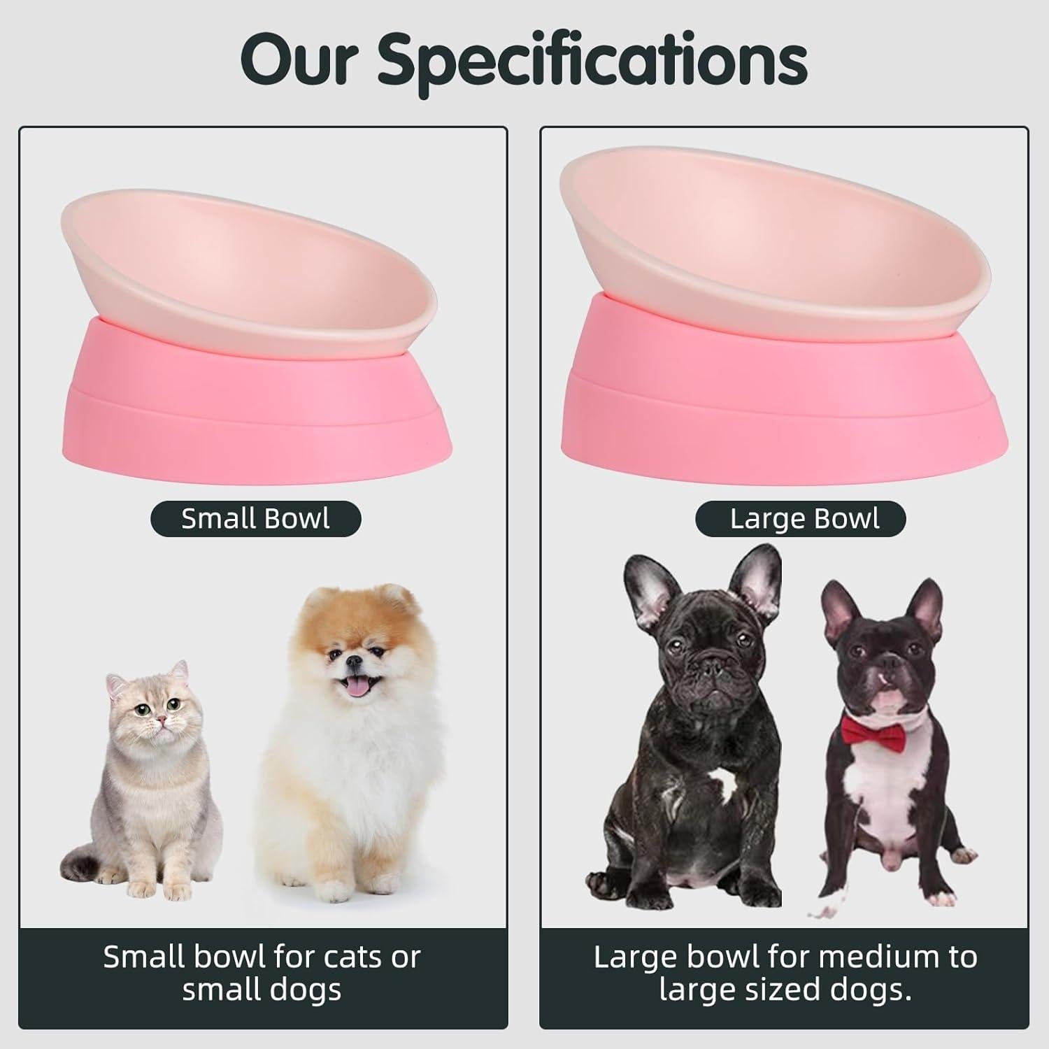 Tazón Antideslizante JWPC Rosa 3.5 Tazas para Perros y Gatos