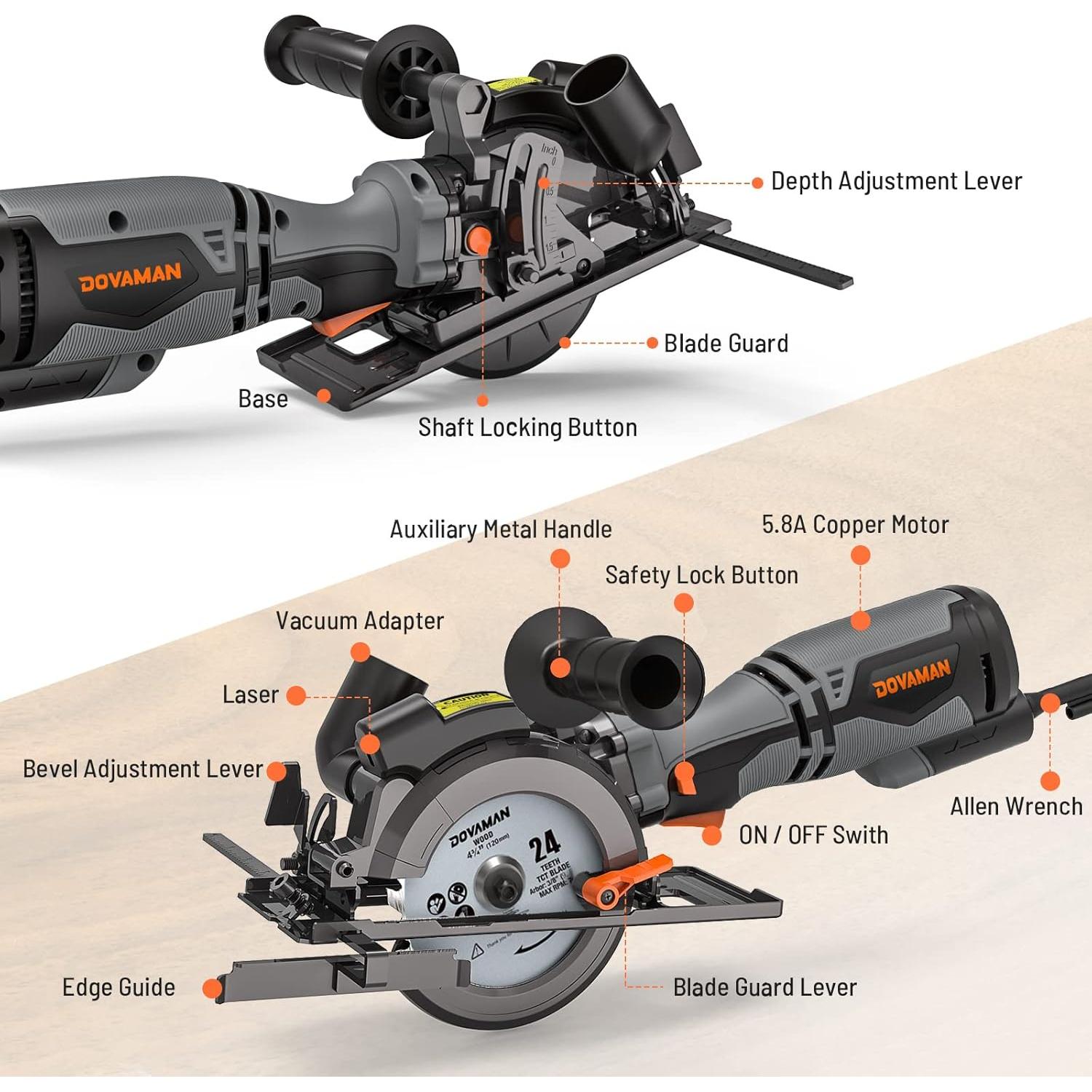 Sierra Circular DOVAMAN MCS01A 710W 6 Cuchillas Laser