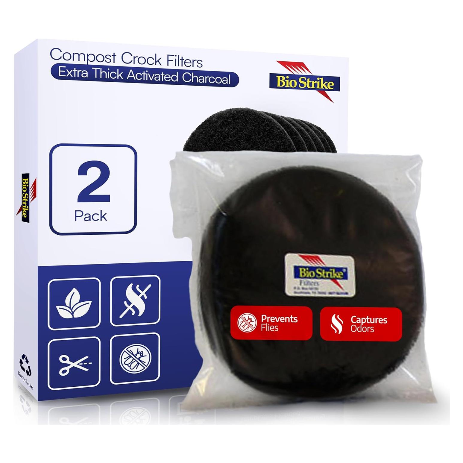 Filtros de Carbón Activado BioStrike para Cubos de Compost 14 cm - 2 Unidades
