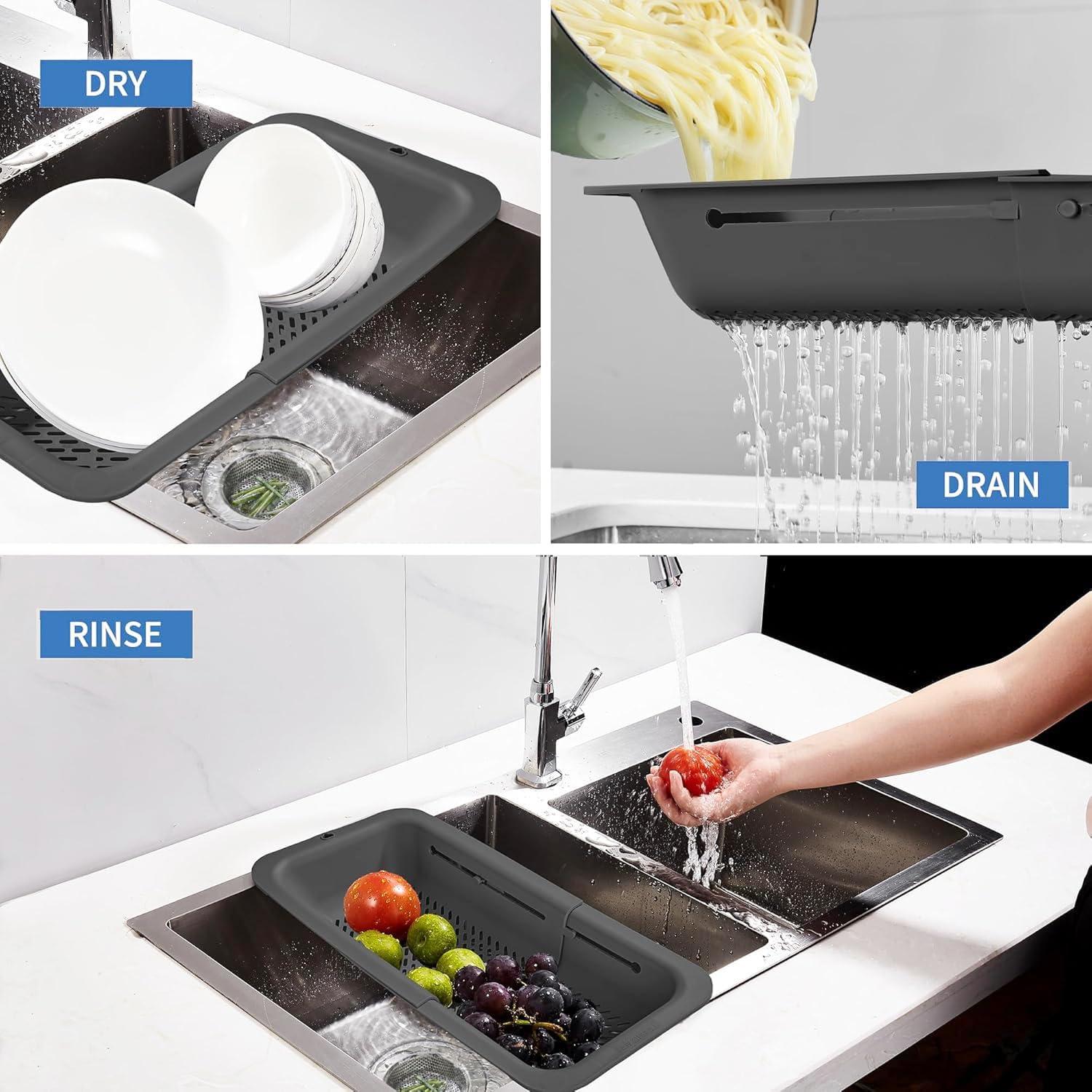 Colador Plegable LASSHSWA de Plástico y Acero Inoxidable