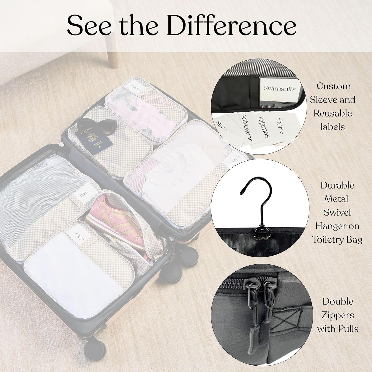 Set de 9 Cubos de Empaque Foxy Traveler - Organizador de Maletas Negro