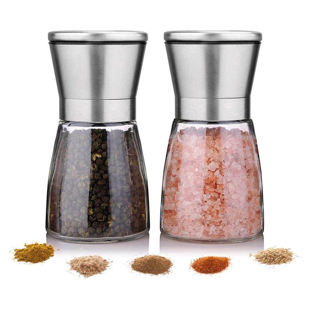 Juego de Molinillos de Sal y Pimienta Yugefom - Vidrio y Acero Inoxidable