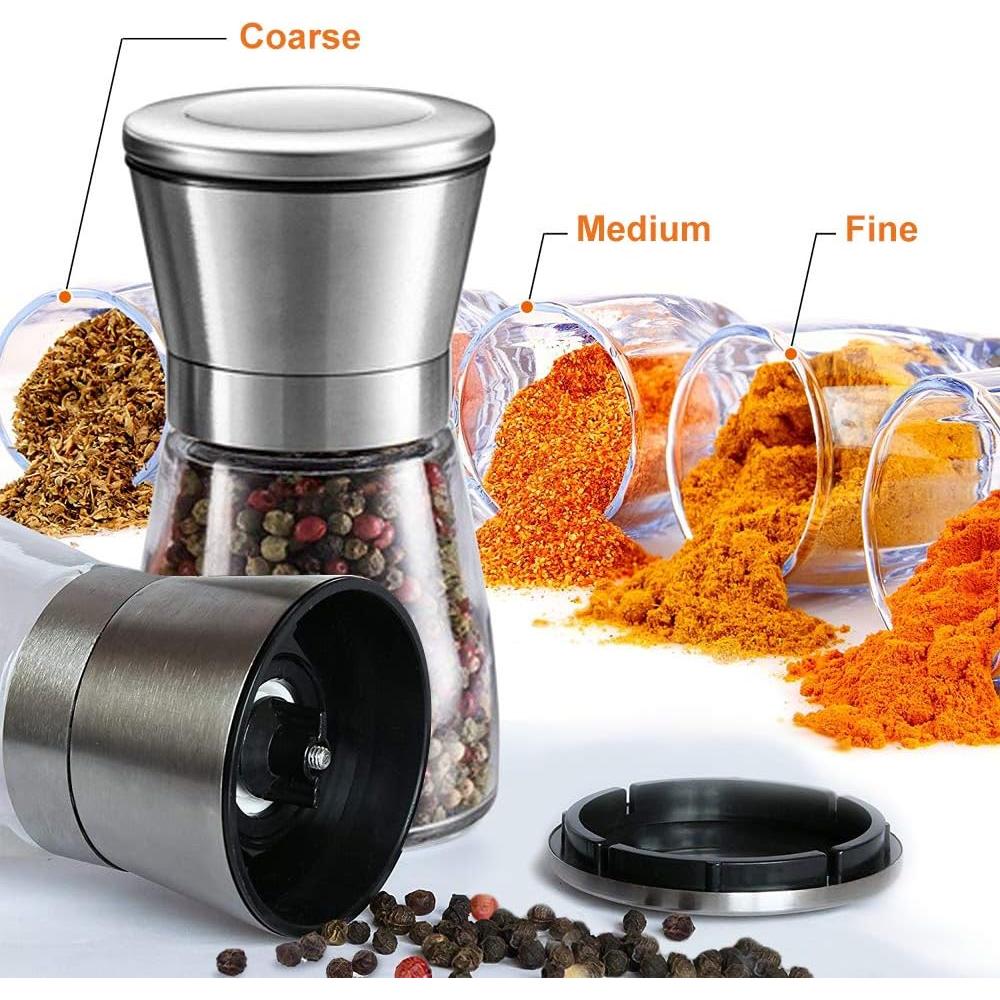 Juego de Molinillos de Sal y Pimienta Yugefom - Vidrio y Acero Inoxidable