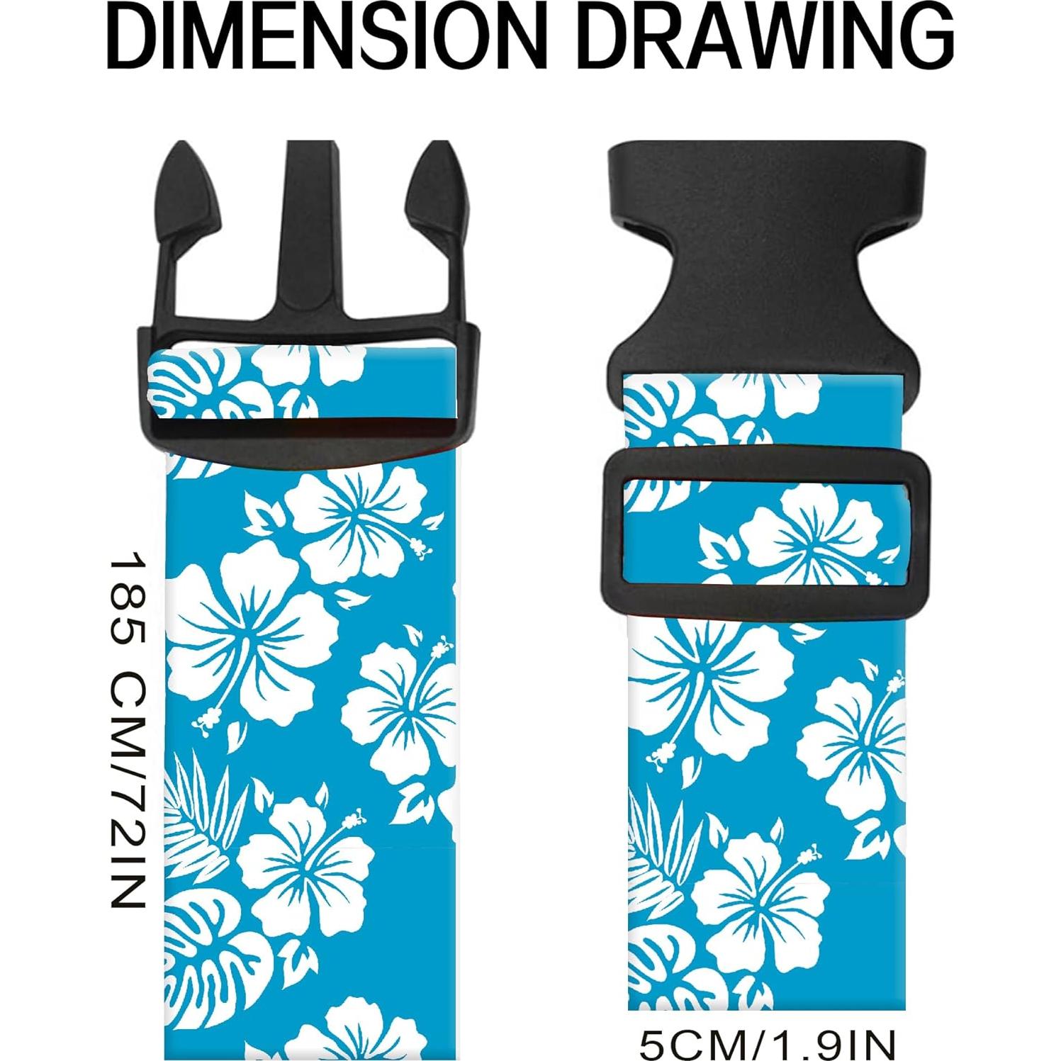 Correa de Equipaje Ajustable ASJHFDIR Lindo Flores Blancas y Azules