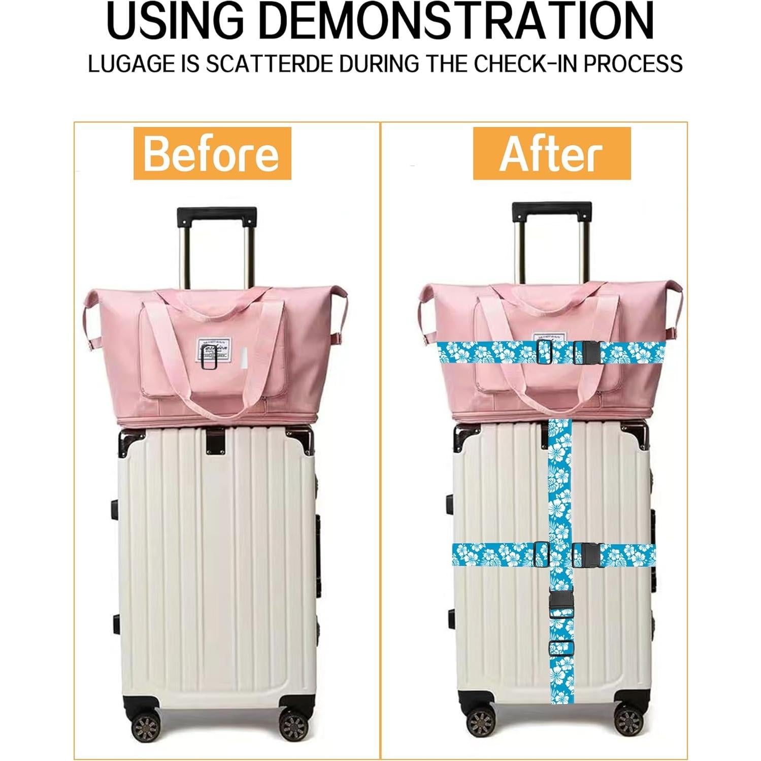 Correa de Equipaje Ajustable ASJHFDIR Lindo Flores Blancas y Azules