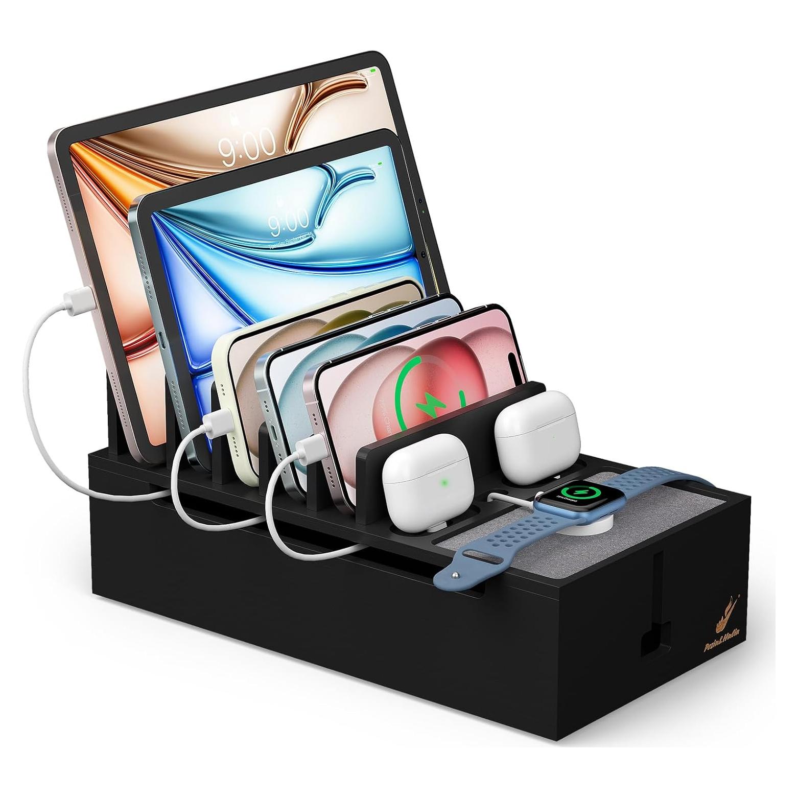 Estación de Carga Pezin & Hulin de Bambú Natural - Negro