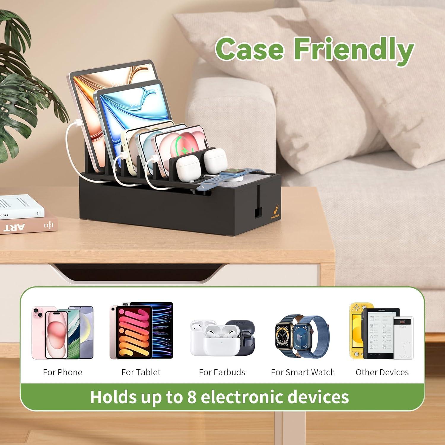 Estación de Carga Pezin & Hulin de Bambú Natural - Negro