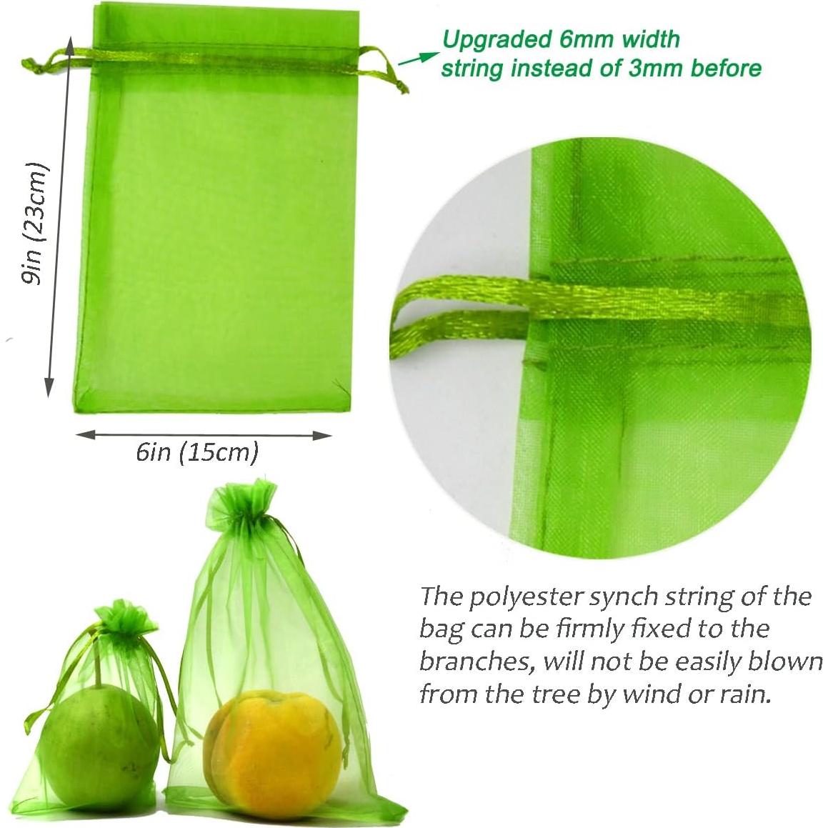50 Bolsas de Malla Verde para Frutas Miuezuth 22.86x15.24 cm