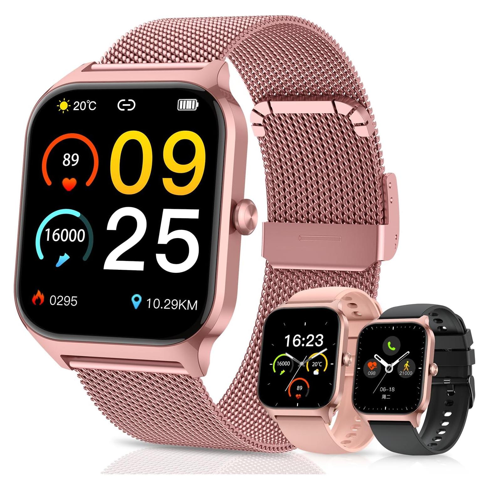 Reloj Inteligente Oro Rosa Fitness con Llamadas y Monitor