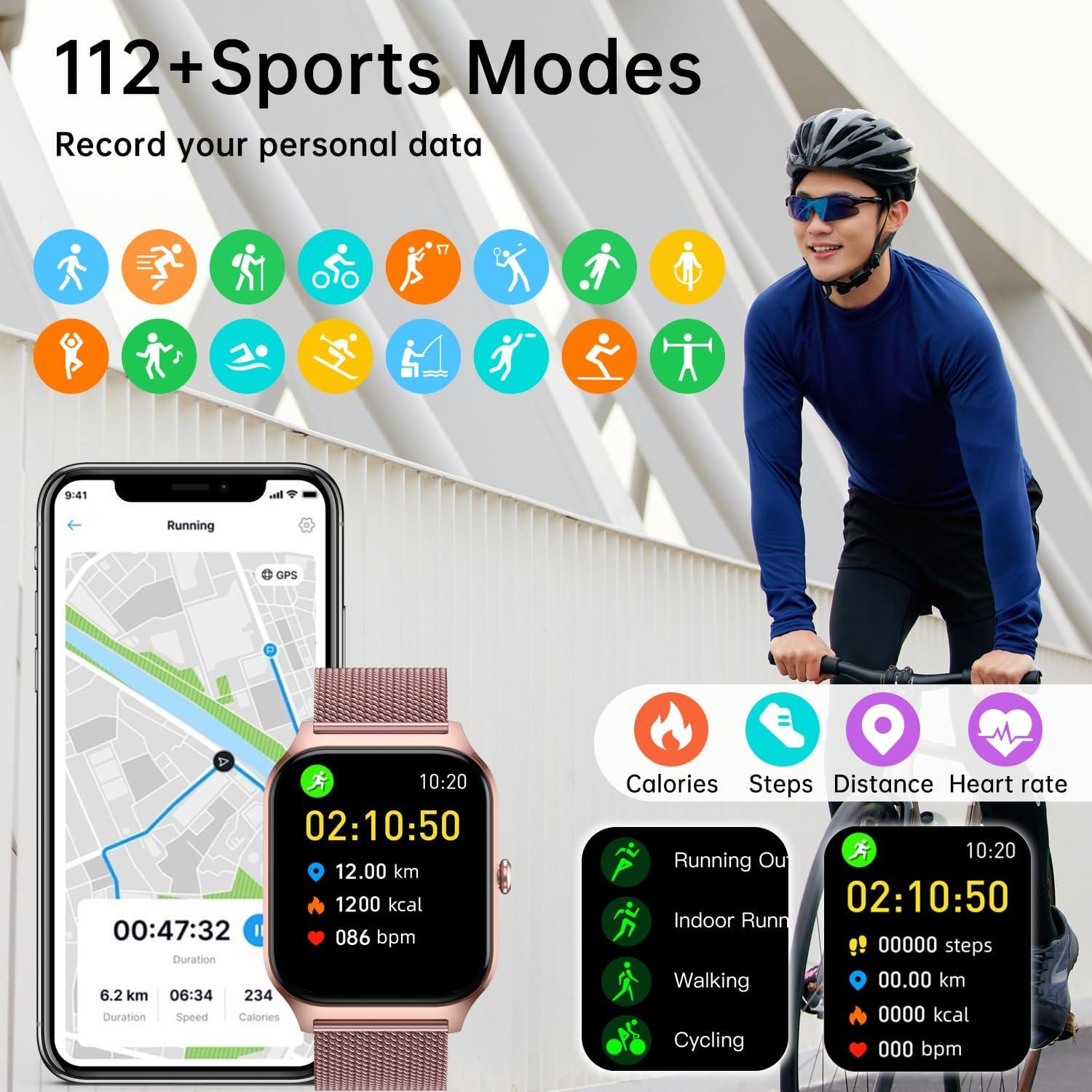 Reloj Inteligente Oro Rosa Fitness con Llamadas y Monitor