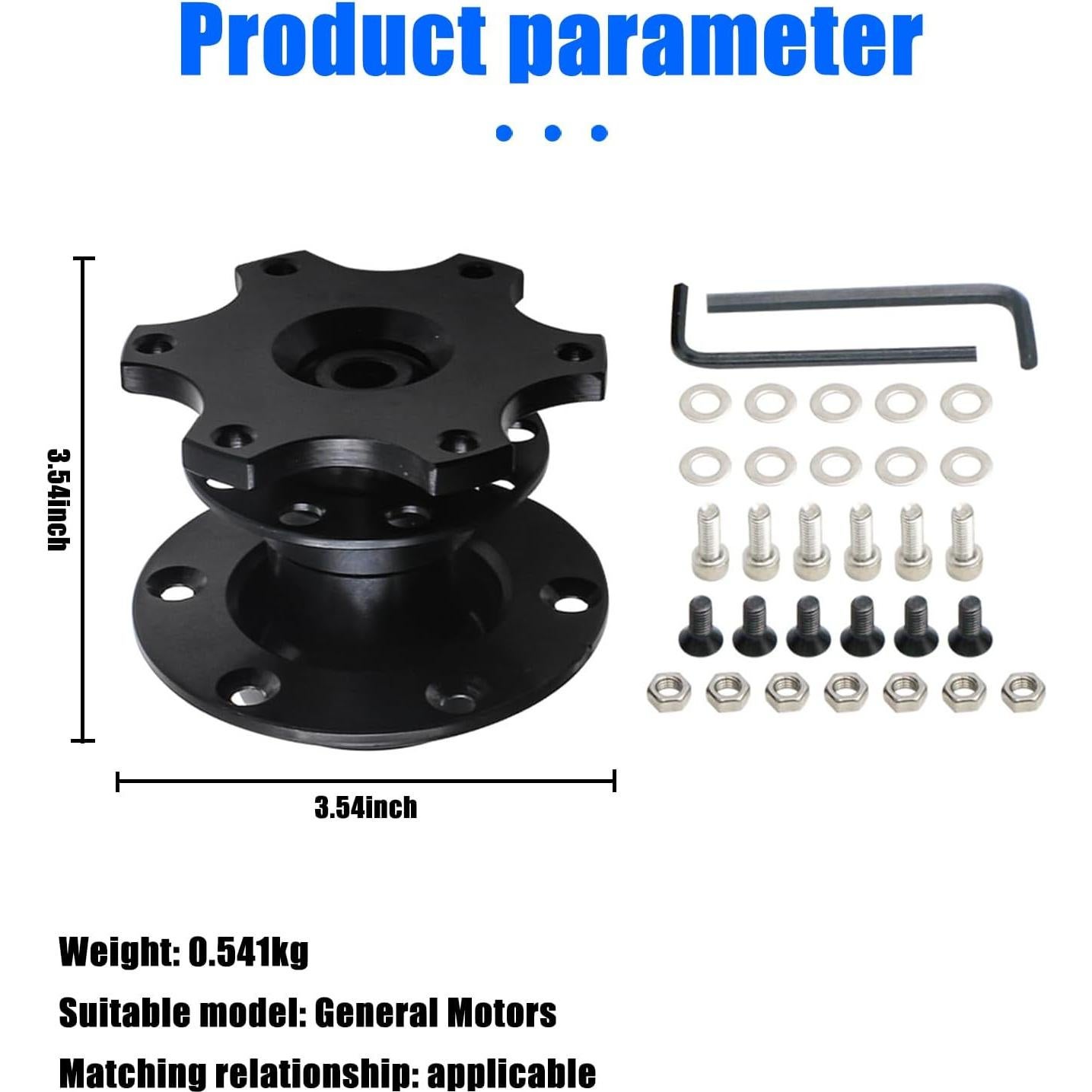 Adaptador de Volante Sodcay Universal 6 Agujeros Aluminio Negro