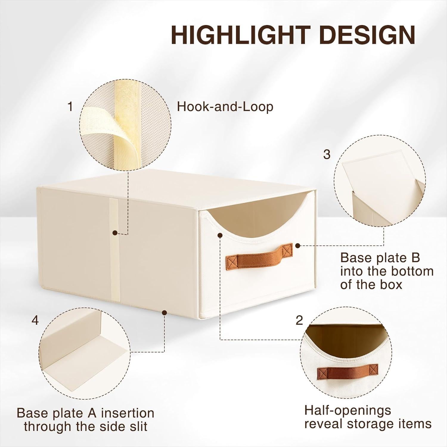 Cajones de Almacenamiento Apilables Homsorout 4 Piezas Beige