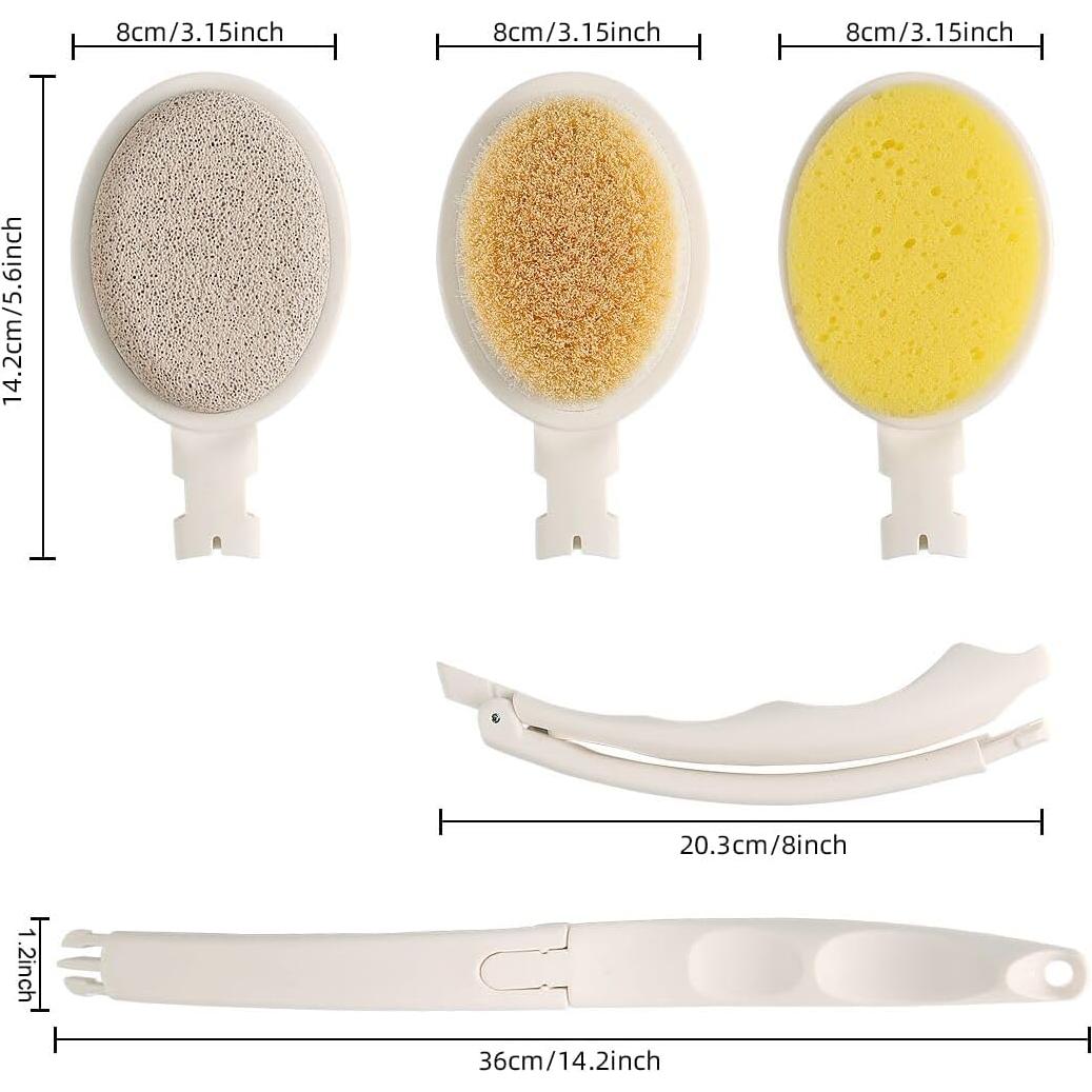 Cepillo de Ducha LFJ 48 cm 3 en 1 con Mango Largo Blanco