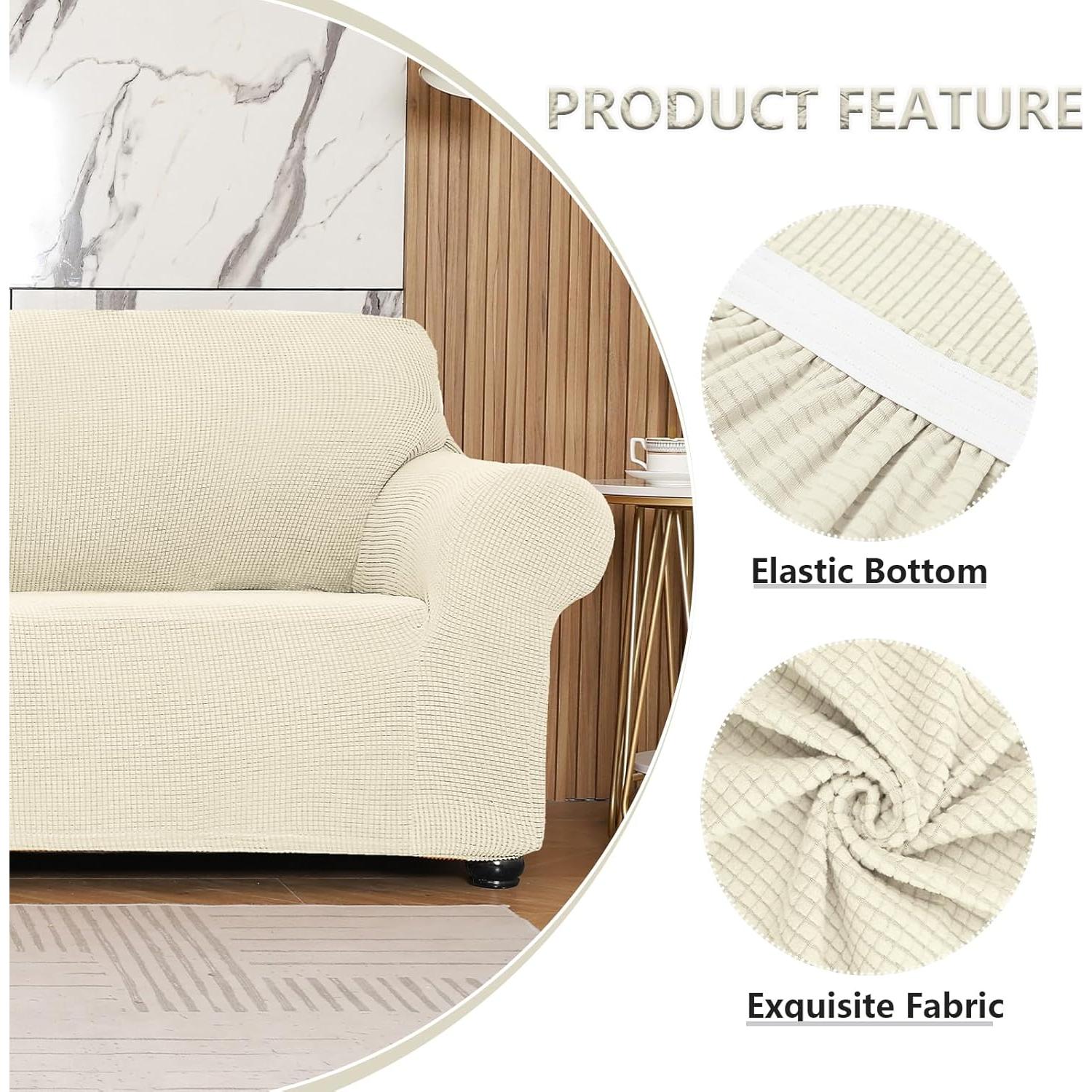 Funda de Sofá Grande Qubjus Beige Antideslizante Lavable