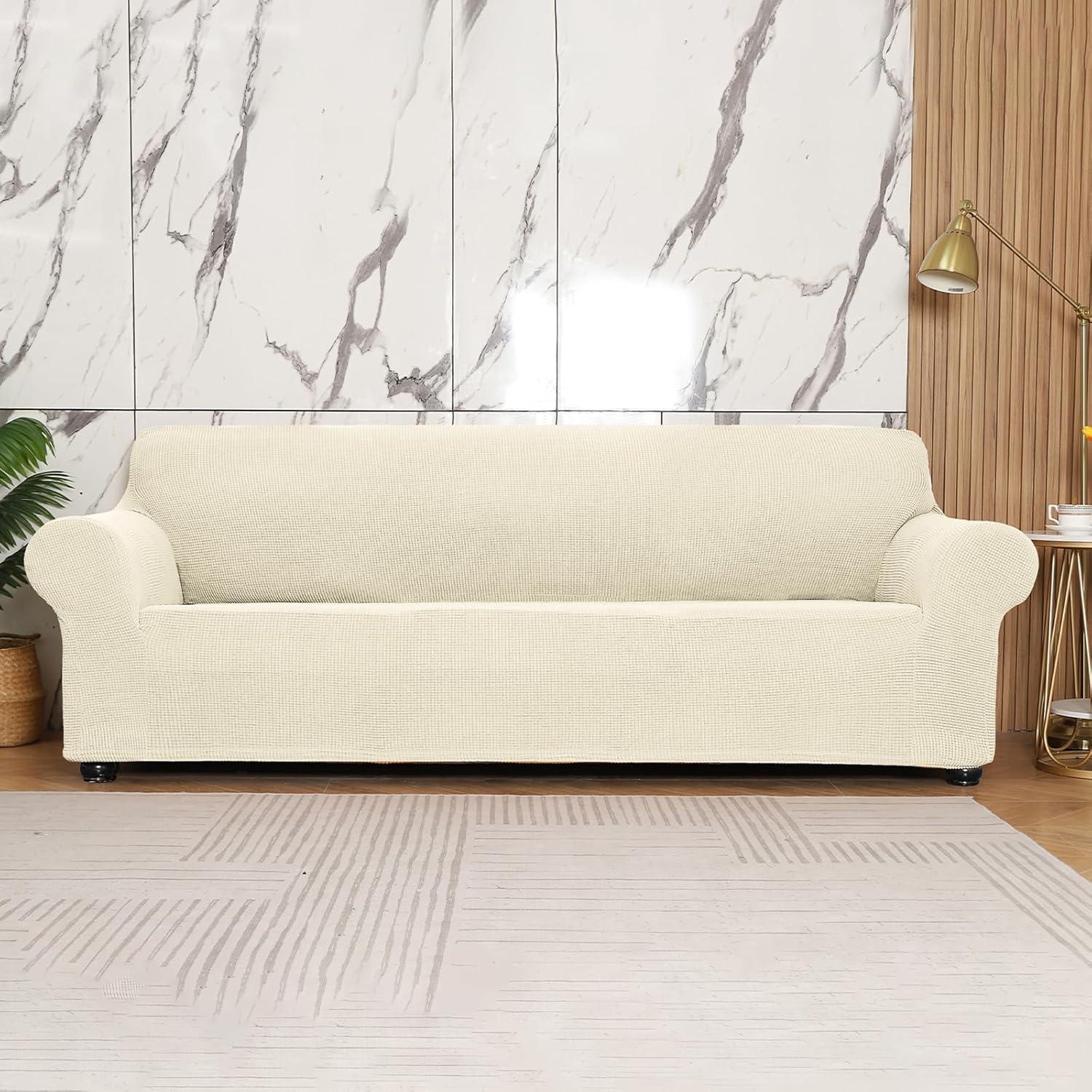 Funda de Sofá Grande Qubjus Beige Antideslizante Lavable