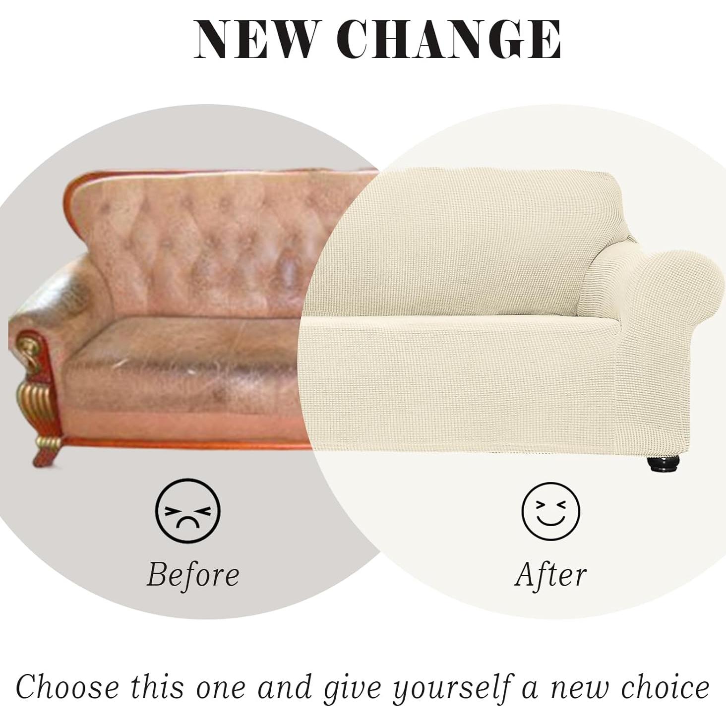 Funda de Sofá Grande Qubjus Beige Antideslizante Lavable