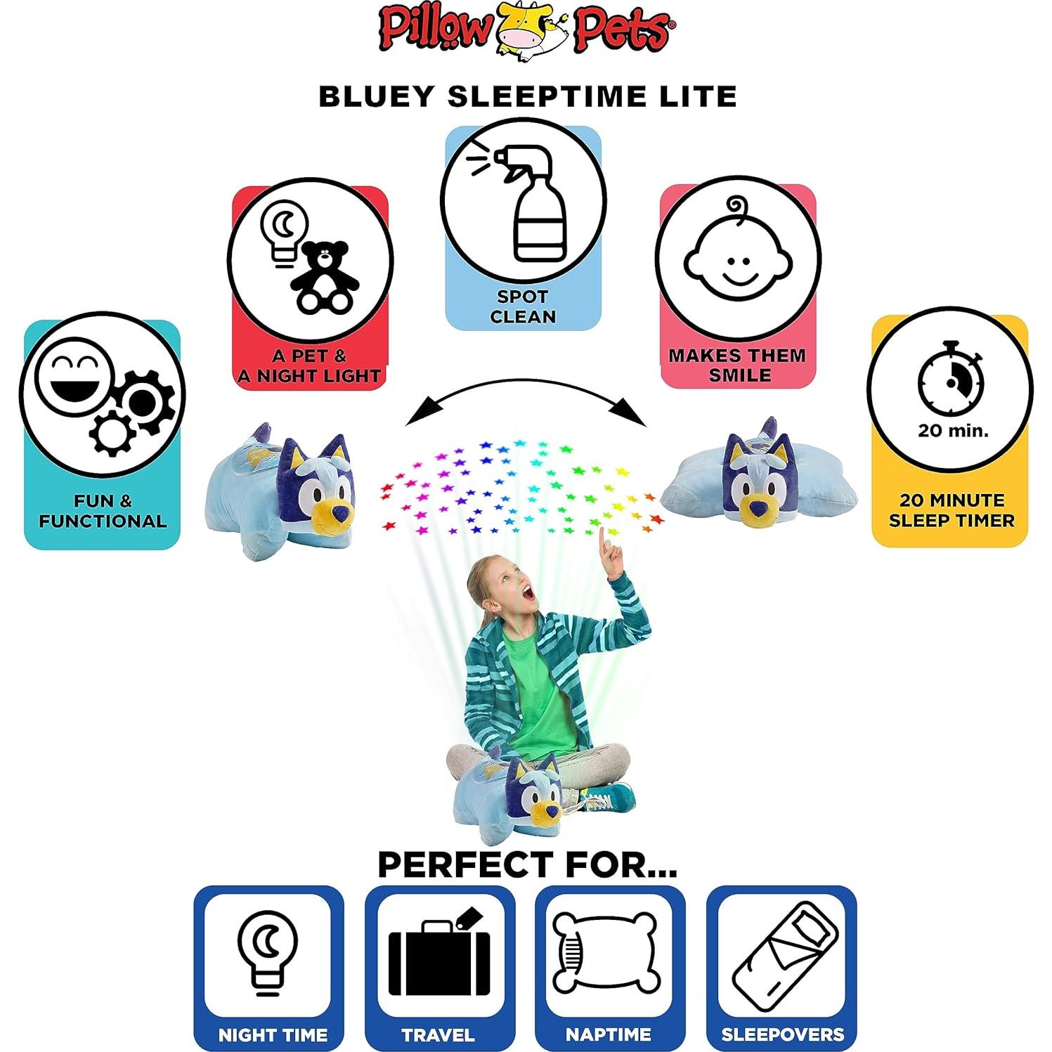 Luz de Sueño Pillow Pets Bluey 27,94 cm Proyector Estrellas