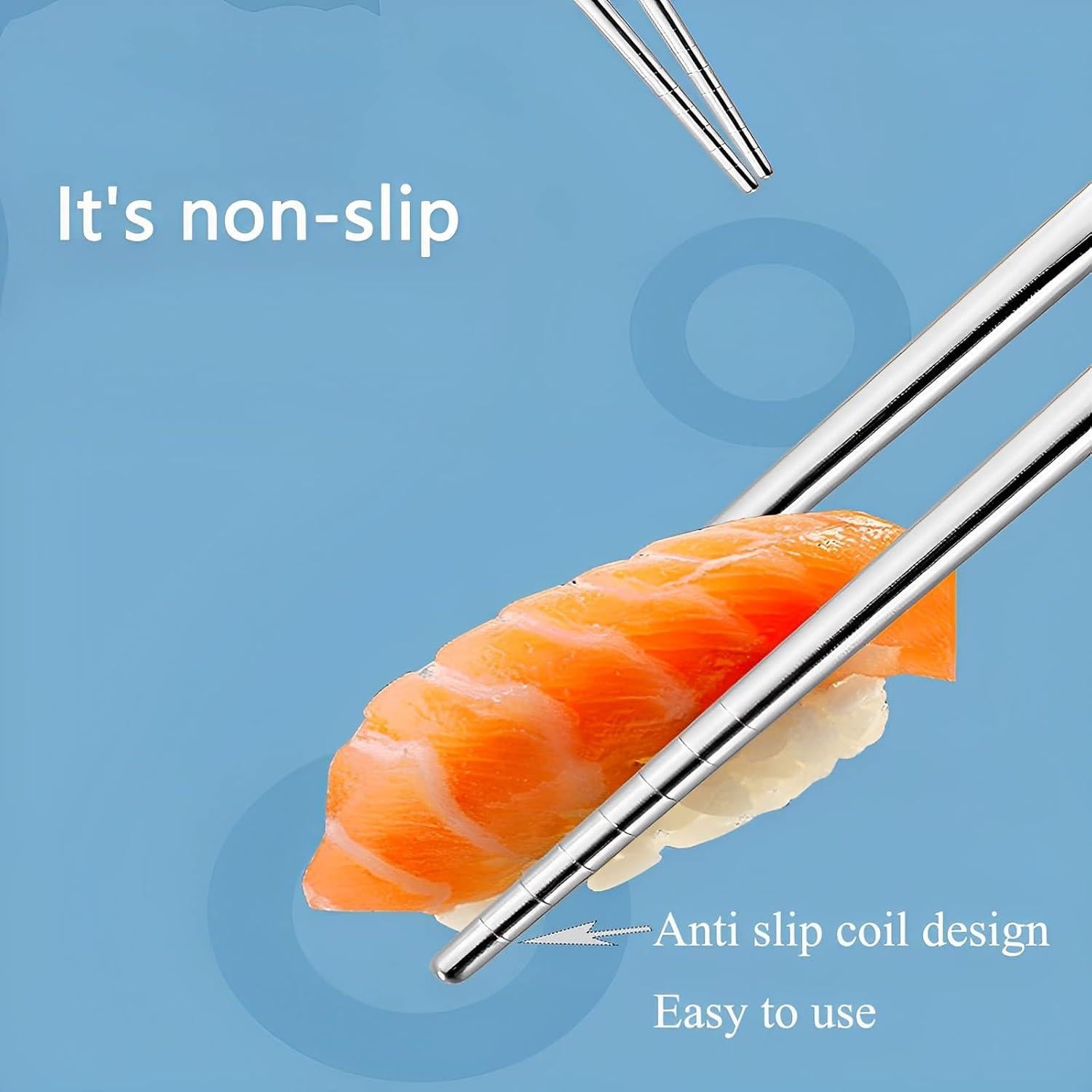 Palillos Reutilizables de Acero Inoxidable GTIEDIK 23cm Negro Azul