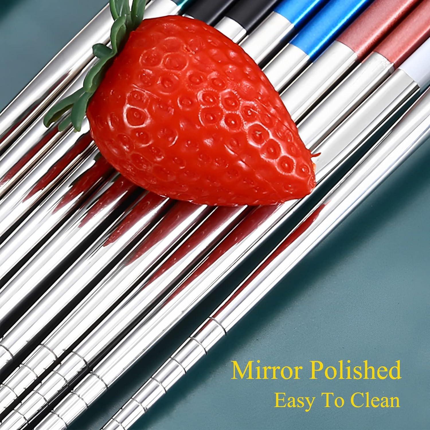 Palillos Reutilizables de Acero Inoxidable GTIEDIK 23cm Negro Azul